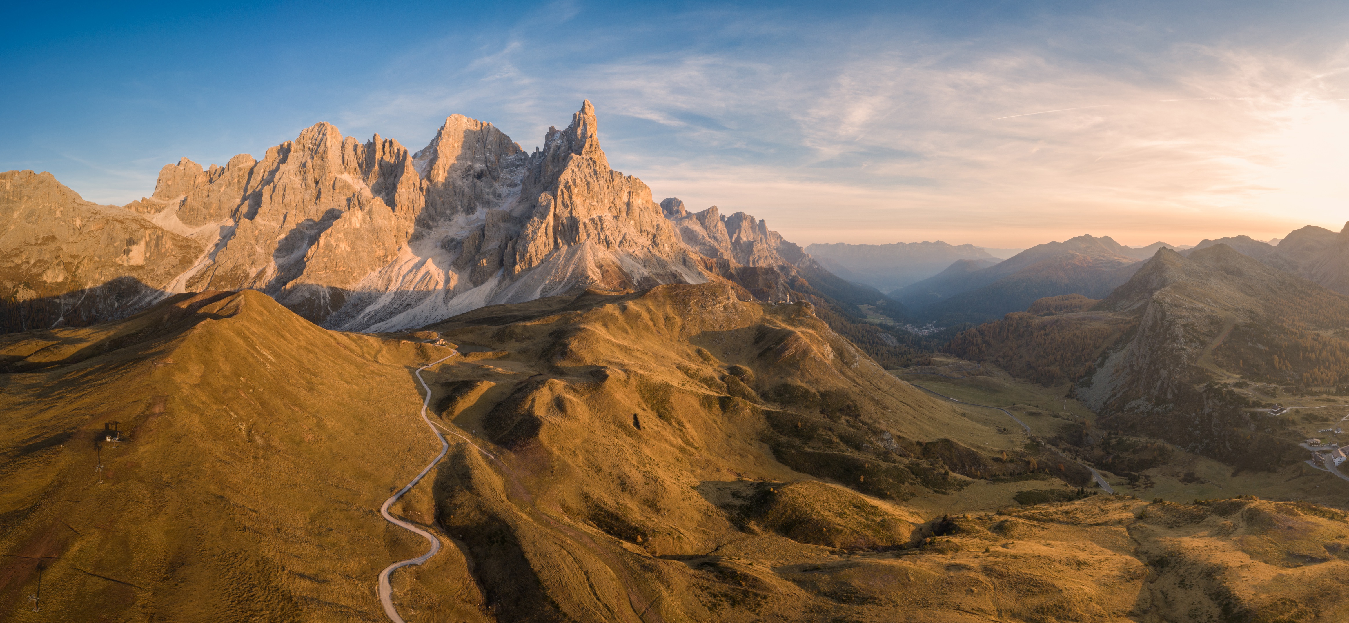 Download mobile wallpaper Mountains, Mountain, Peak, Earth, Morning, Panorama, Dolomites for free.