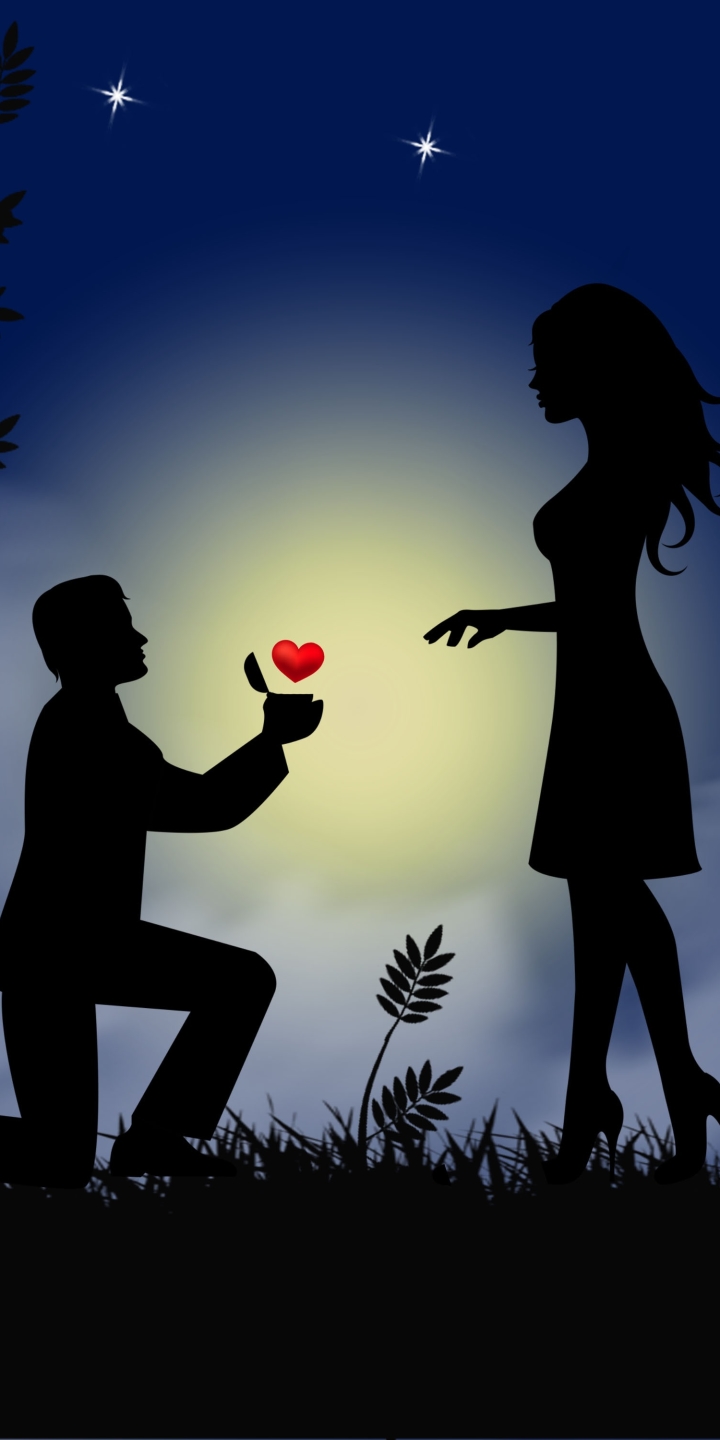 Download mobile wallpaper People, Love, Silhouette, Couple, Artistic, Romantic for free.
