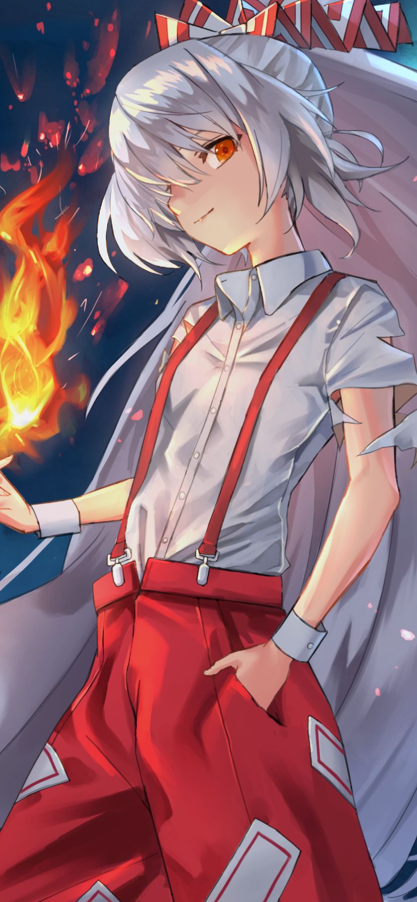 Descarga gratuita de fondo de pantalla para móvil de Animado, Touhou, Fujiwara No Mokou.