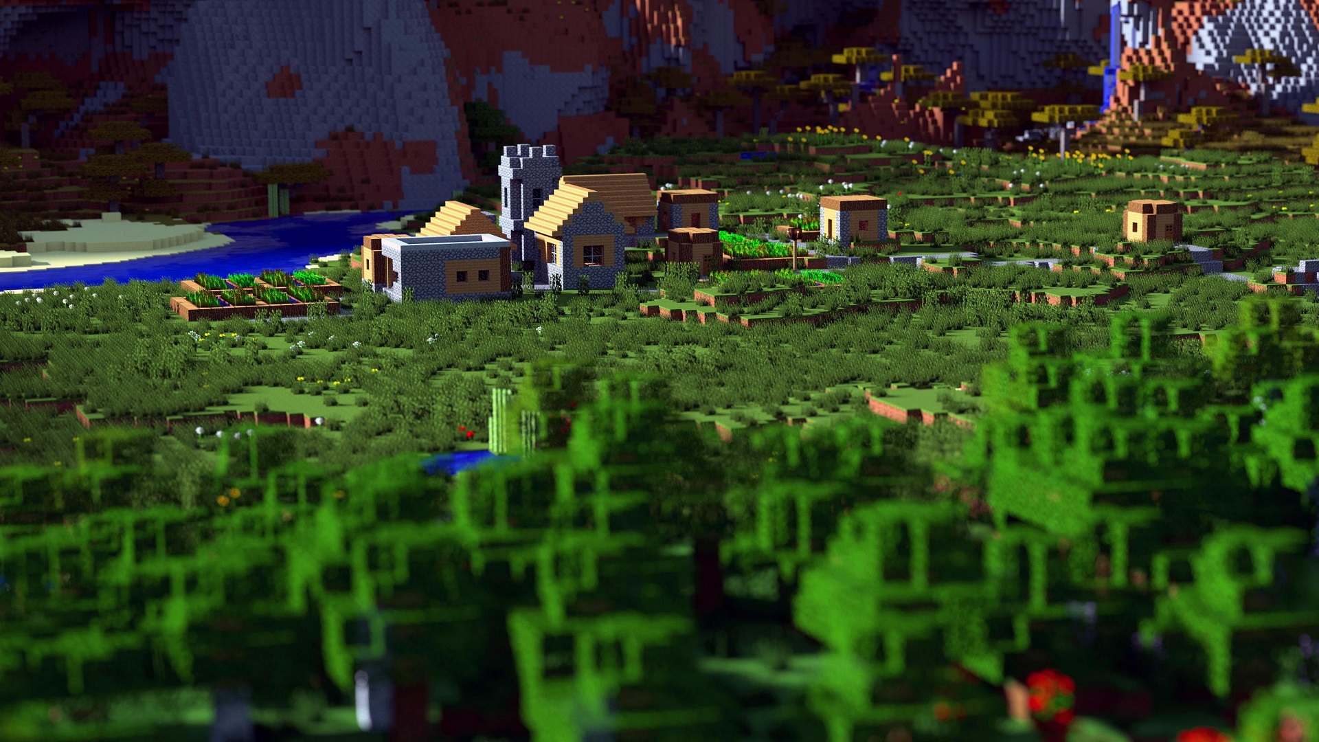 Handy-Wallpaper Minecraft, Dorf, Computerspiele kostenlos herunterladen.