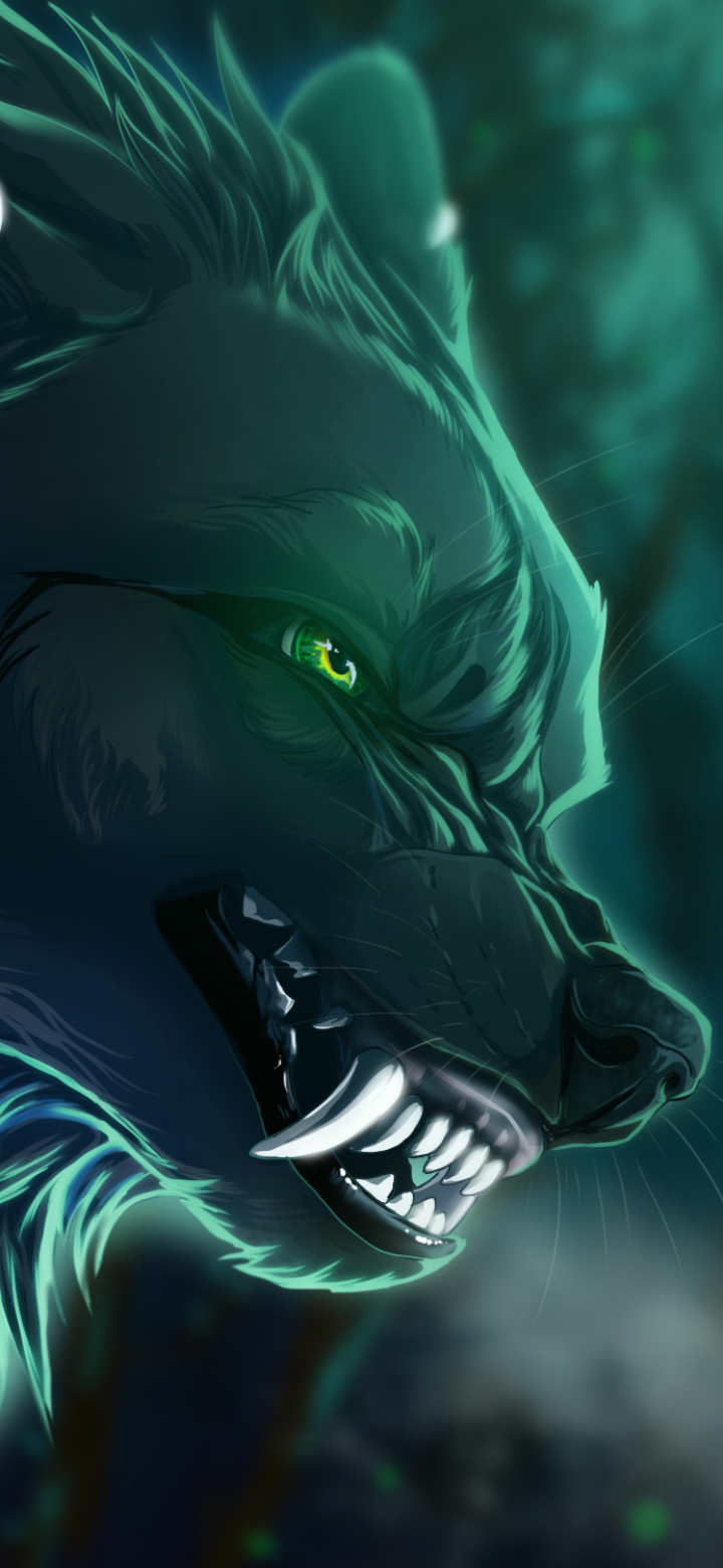 Descarga gratuita de fondo de pantalla para móvil de Fantasía, Lobo, Ojos Verdes, Animales De Fantasía.