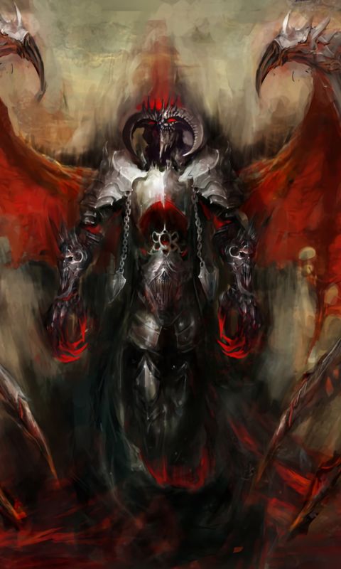Download mobile wallpaper Dark, Wings, Angel, Horns, Demon, Armor for free.