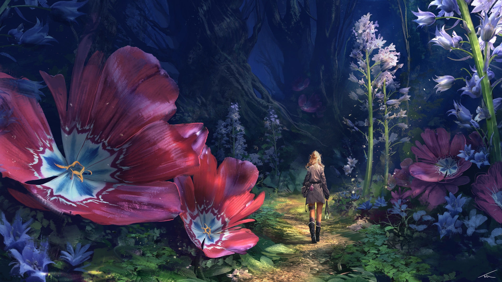 Download mobile wallpaper Fantasy, Flower, Forest, Elf, Magical for free.