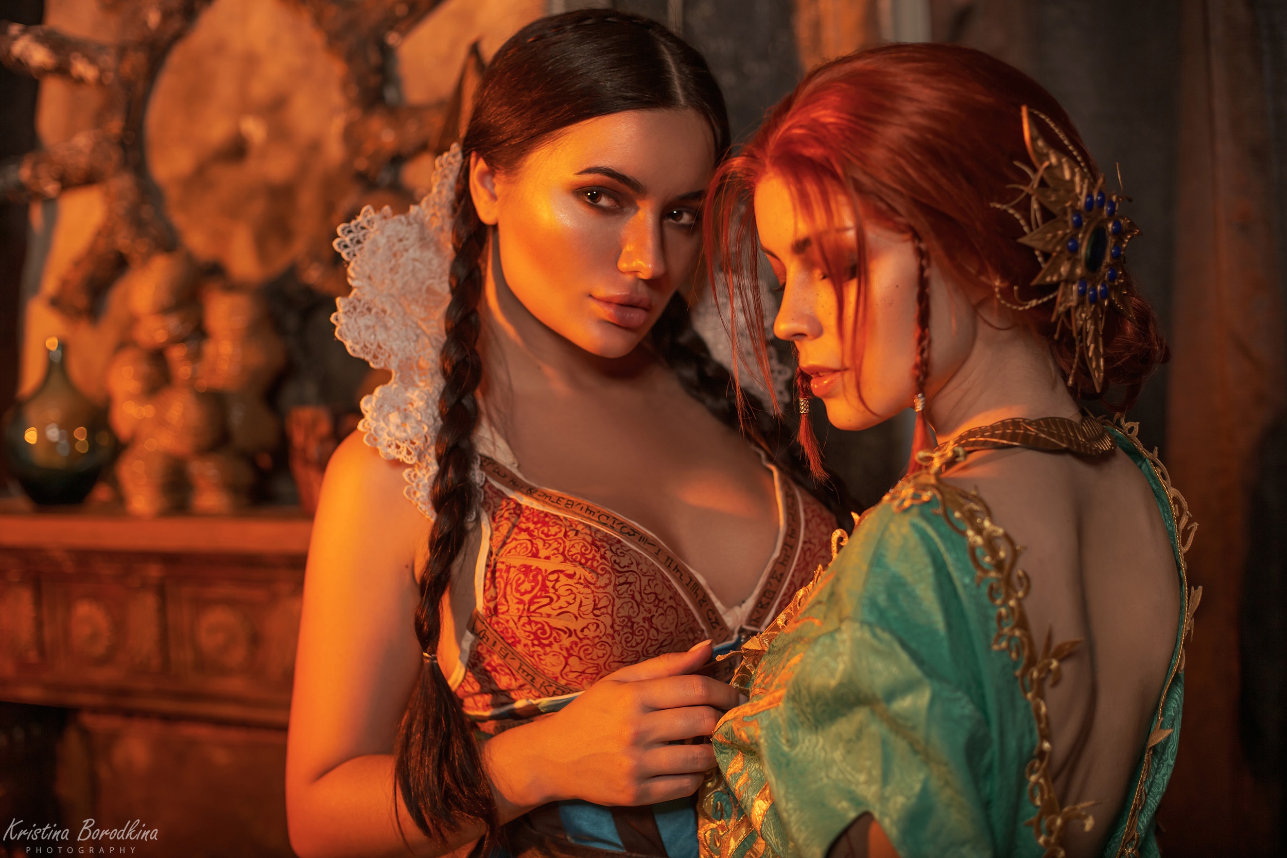 Download mobile wallpaper Brunette, Model, Women, Braid, Red Hair, The Witcher, Cosplay, Triss Merigold, Philippa Eilhart for free.
