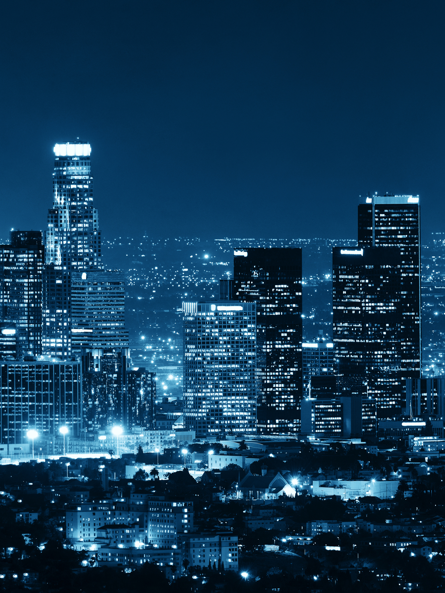 Download mobile wallpaper Cities, Night, Usa, City, Skyscraper, Building, Horizon, Cityscape, Los Angeles, Man Made for free.