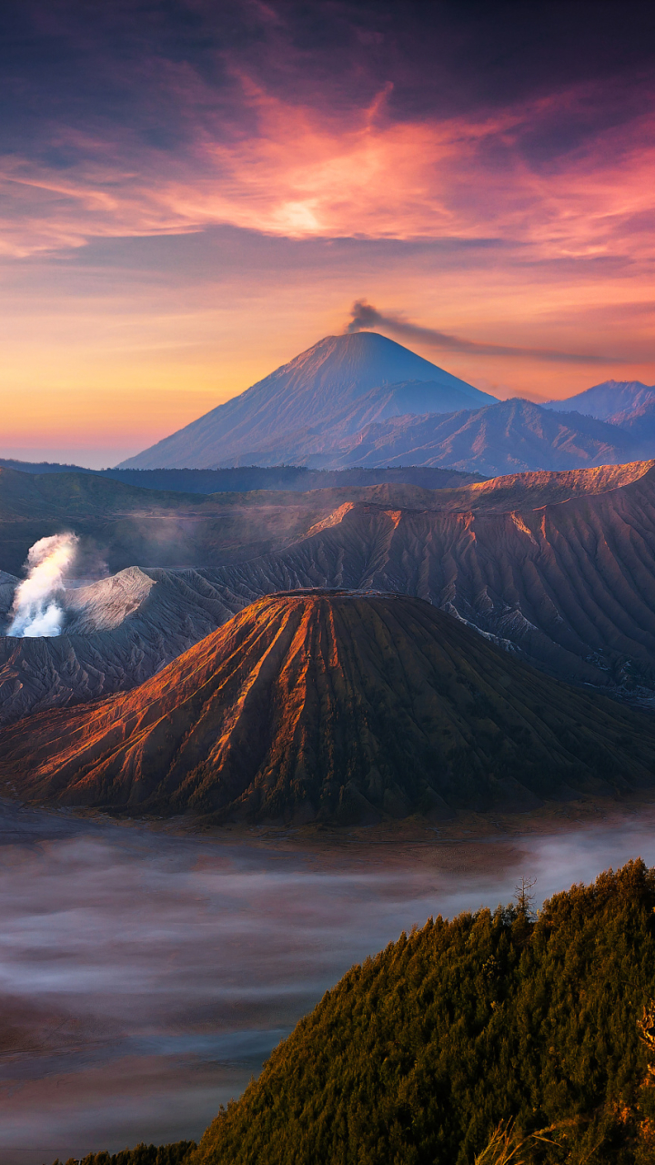 Скачати мобільні шпалери Пейзаж, Гора, Земля, Вулкан, Індонезія, Гора Бромо, Вулкани безкоштовно.