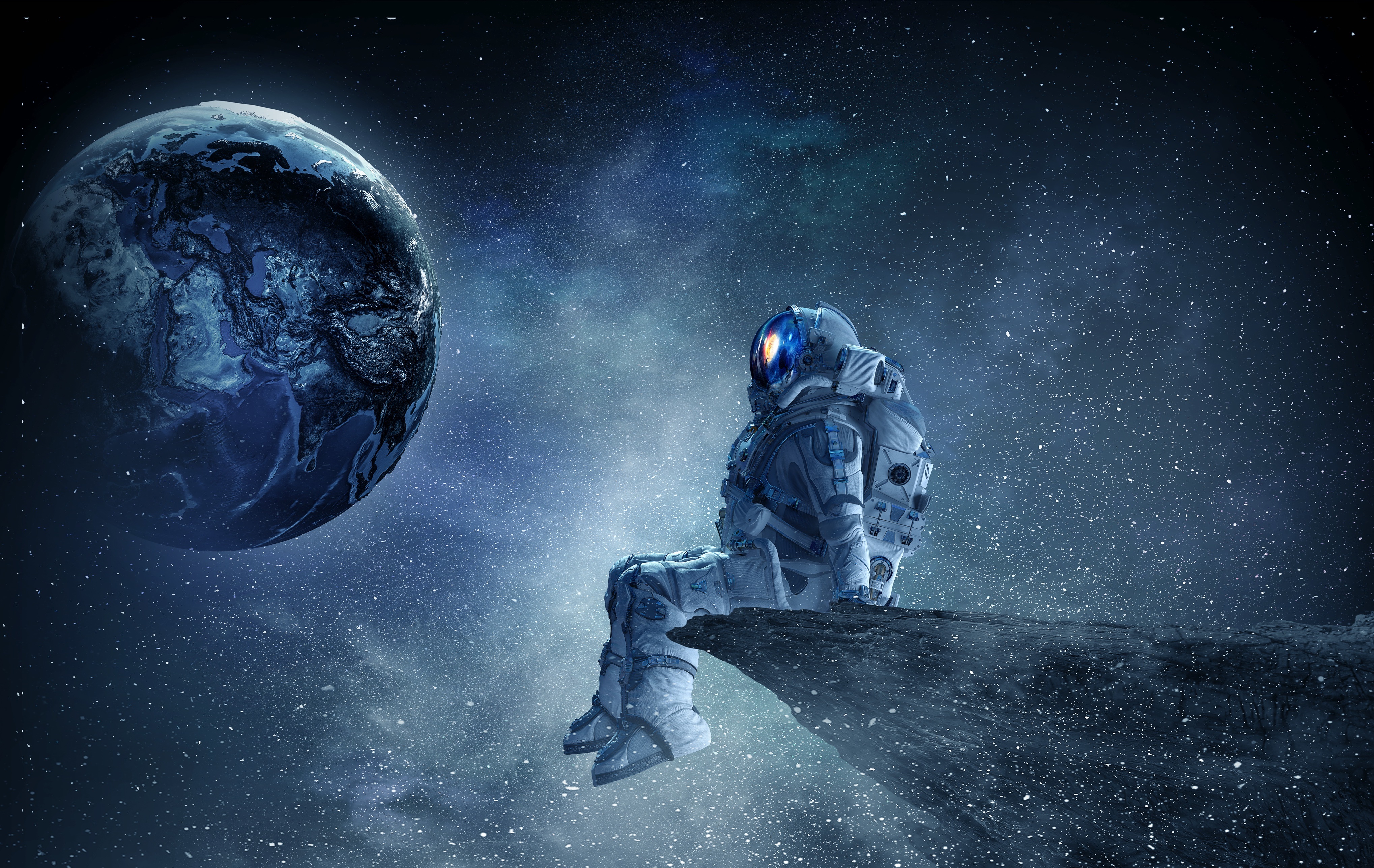 928156 скачать обои астронавт, земля, космос, планета, звезды, научная фантастика - заставки и картинки бесплатно