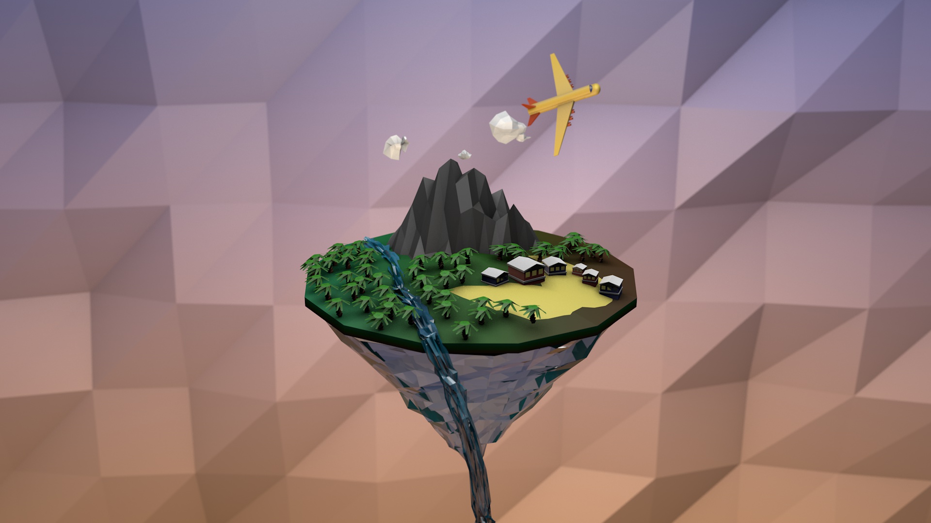 3d, low poly, artistic, island