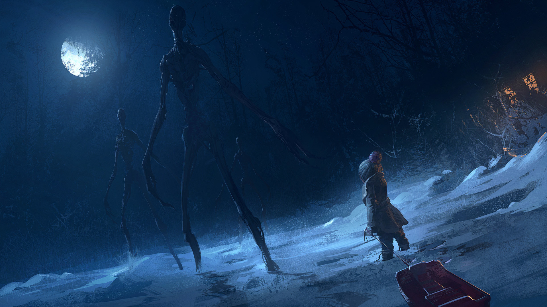 Free download wallpaper Night, Alien, Creature, Sci Fi, Child on your PC desktop