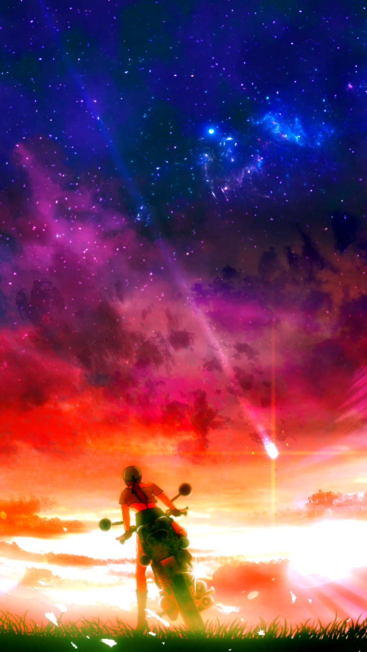Скачать картинку Аниме, Небо, Звездное Небо, Падающая Звезда в телефон бесплатно.