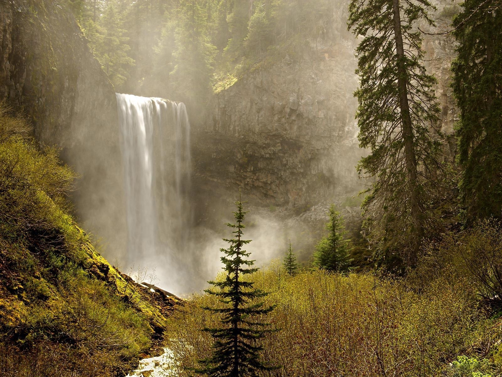 Free download wallpaper Waterfalls, Mountain, Waterfall, Forest, Earth on your PC desktop