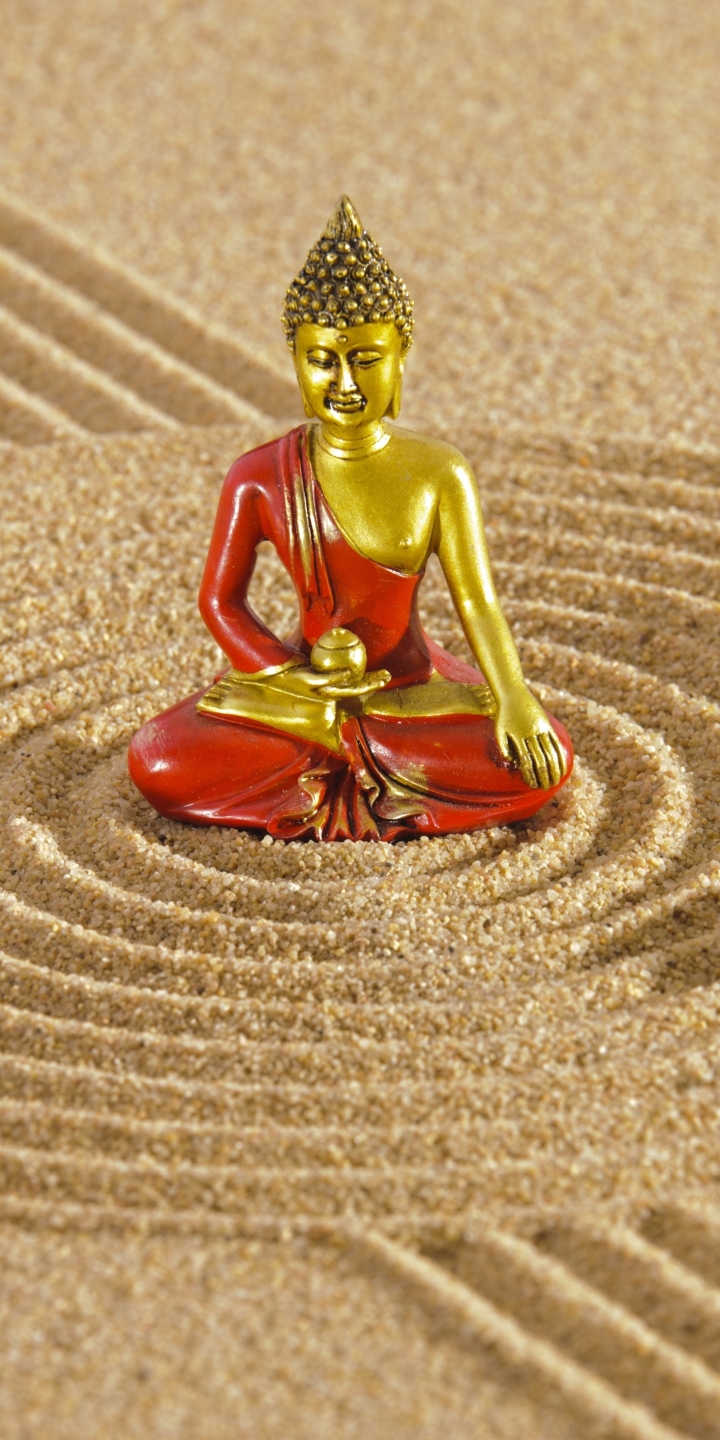 Download mobile wallpaper Sand, Buddha, Stone, Statue, Zen, Religious for free.