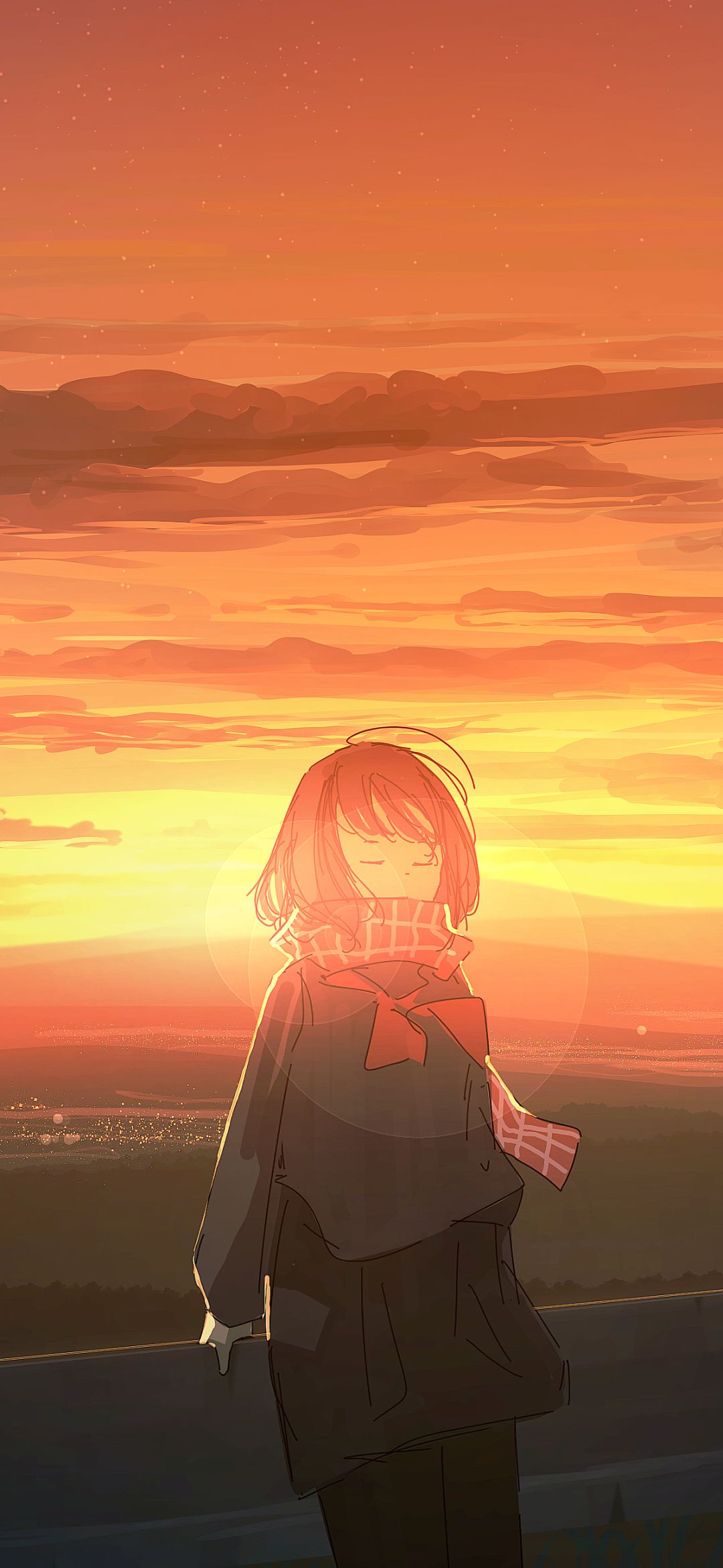 Handy-Wallpaper Mädchen, Himmel, Sonnenuntergang, Animes kostenlos herunterladen.