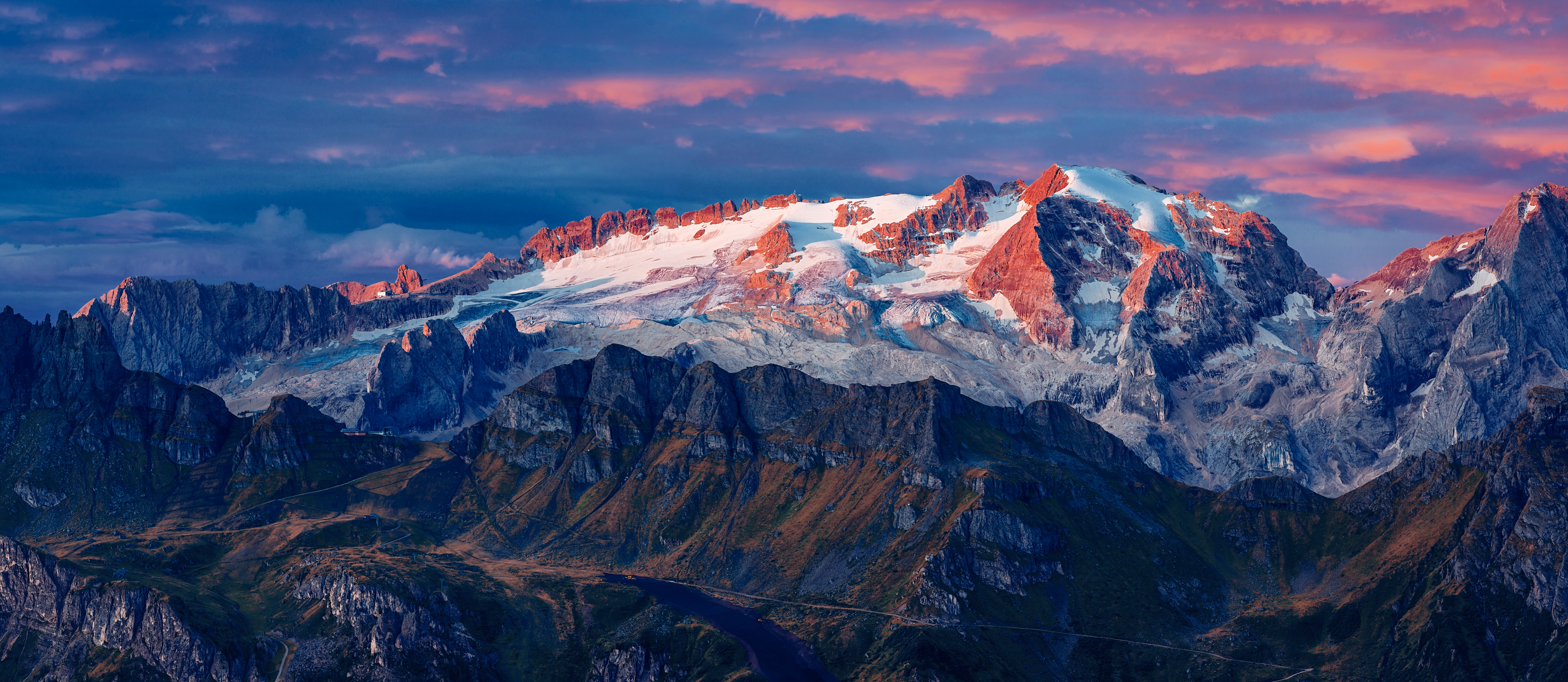 129114 télécharger l'image sommet, montagnes, nature, italie, retour au début, glacier, marmolada - fonds d'écran et économiseurs d'écran gratuits