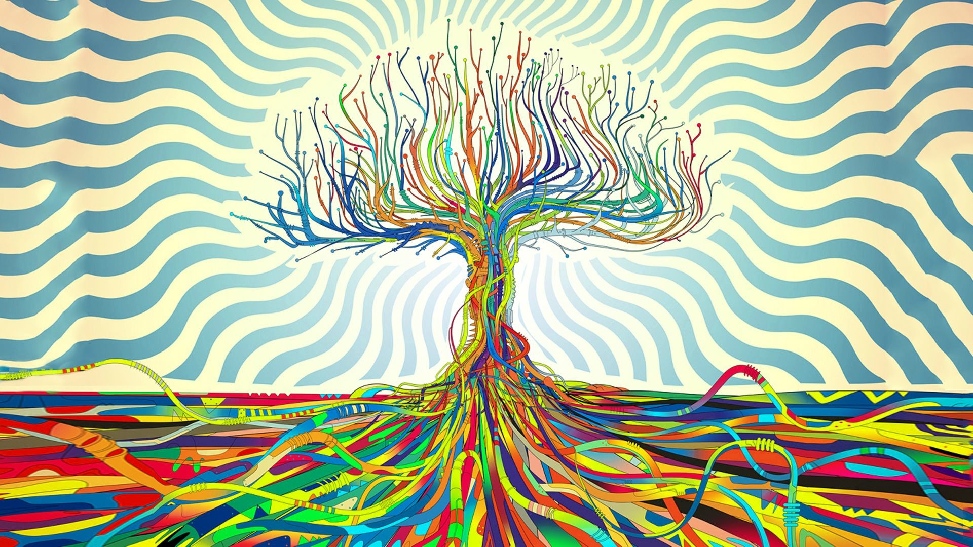 artistic, tree, colorful, colors, roots