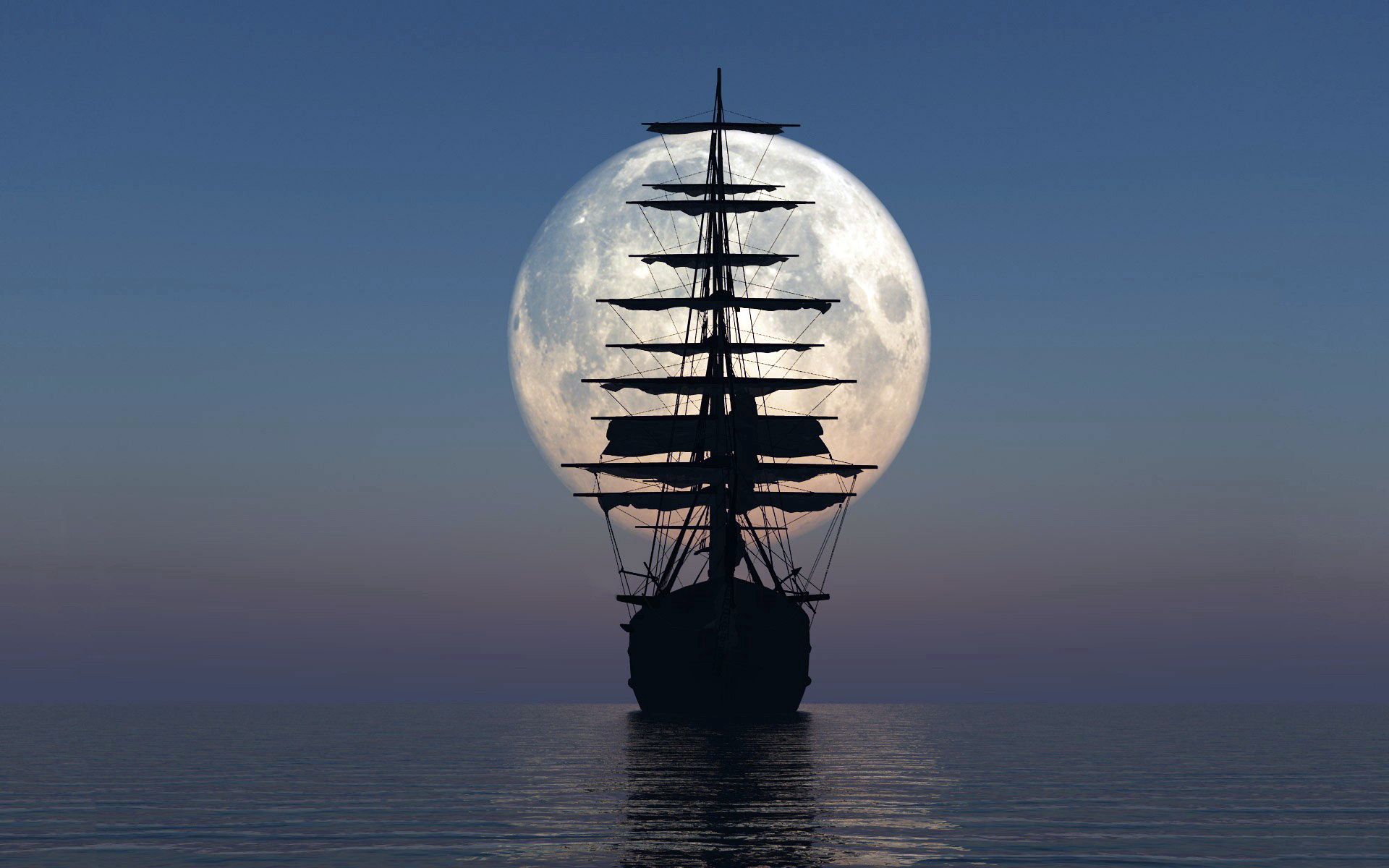 sunset, ship, miscellaneous, moon, sea, miscellanea