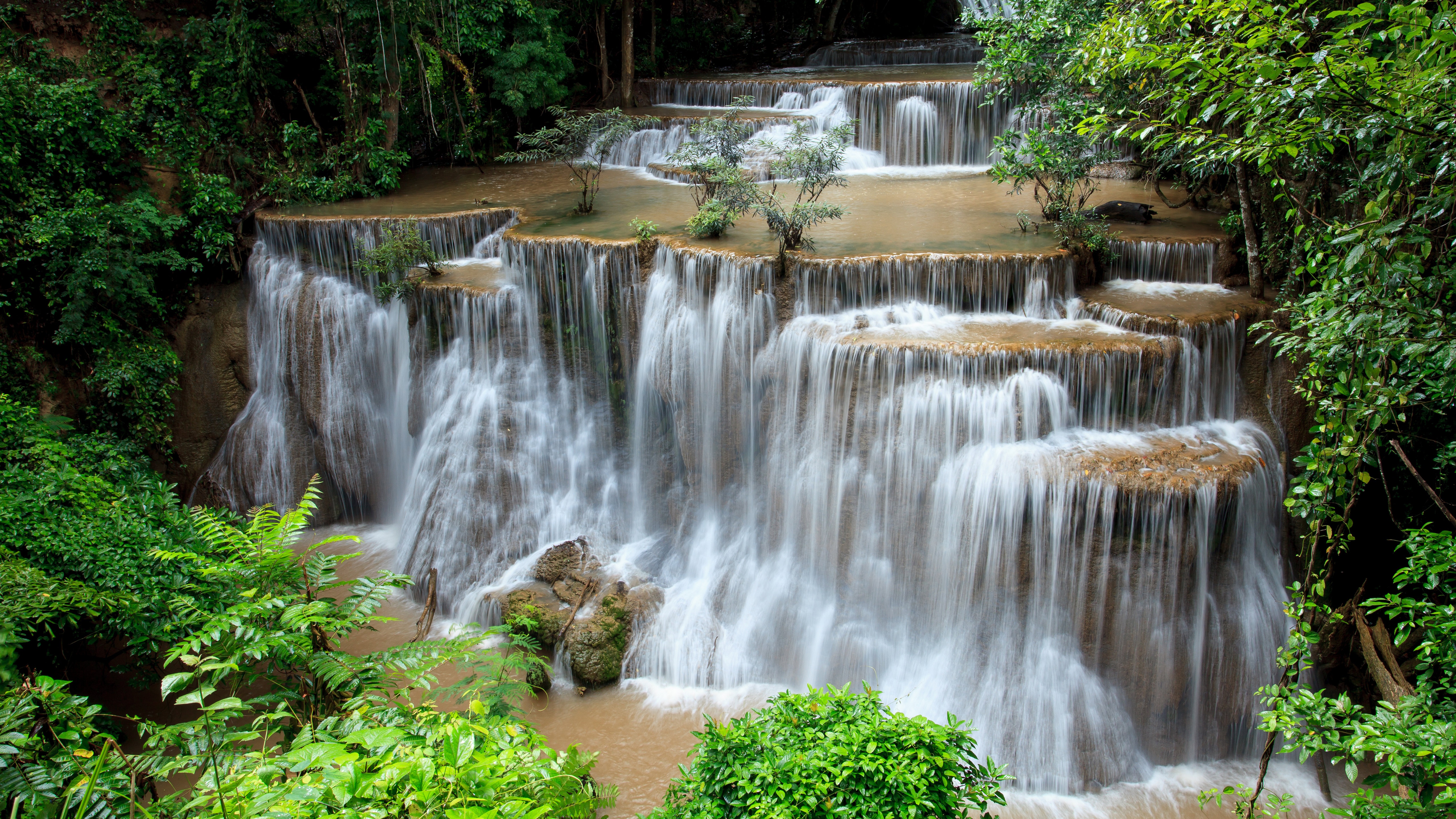 Free download wallpaper Waterfalls, Waterfall, Forest, Earth, Greenery on your PC desktop