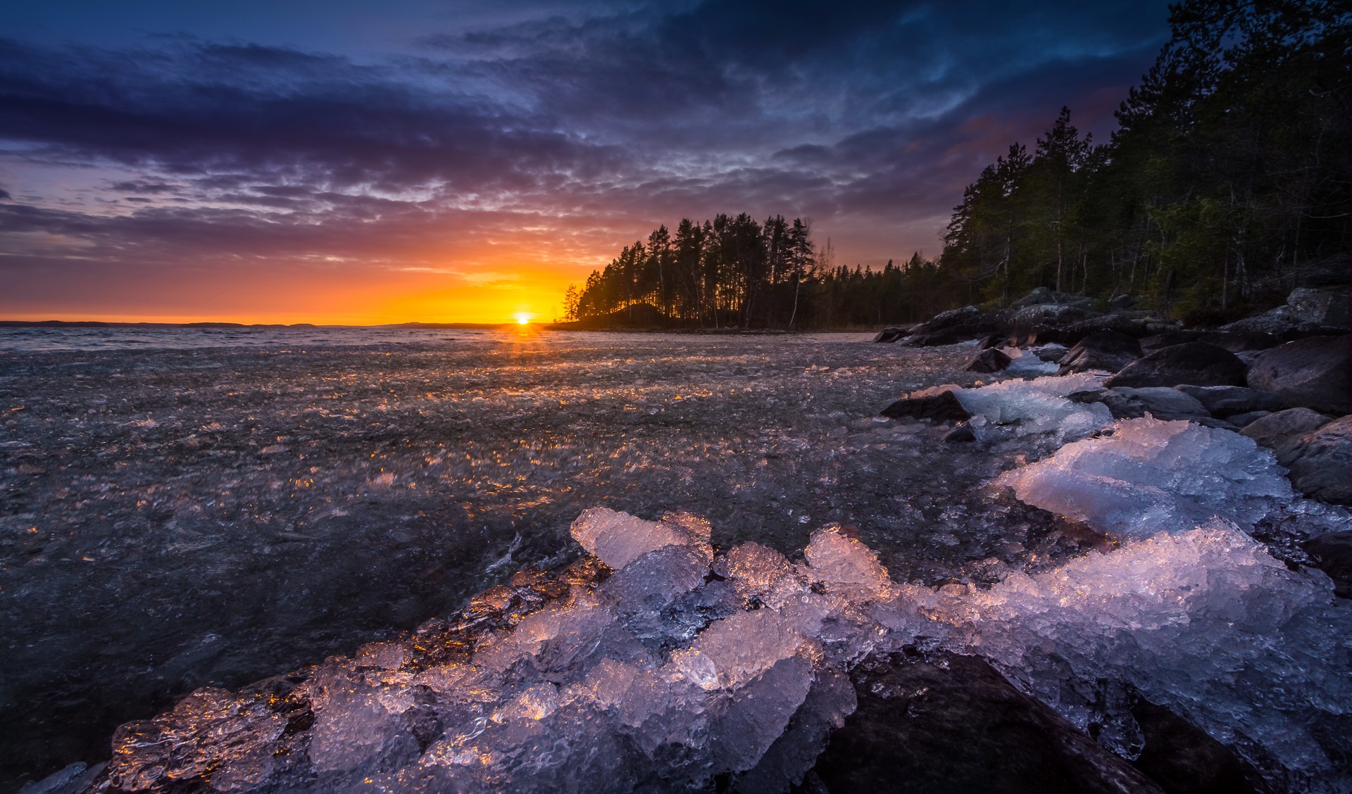 Téléchargez gratuitement l'image Coucher De Soleil, Glace, Horizon, Côte, Océan, La Nature, Terre/nature sur le bureau de votre PC