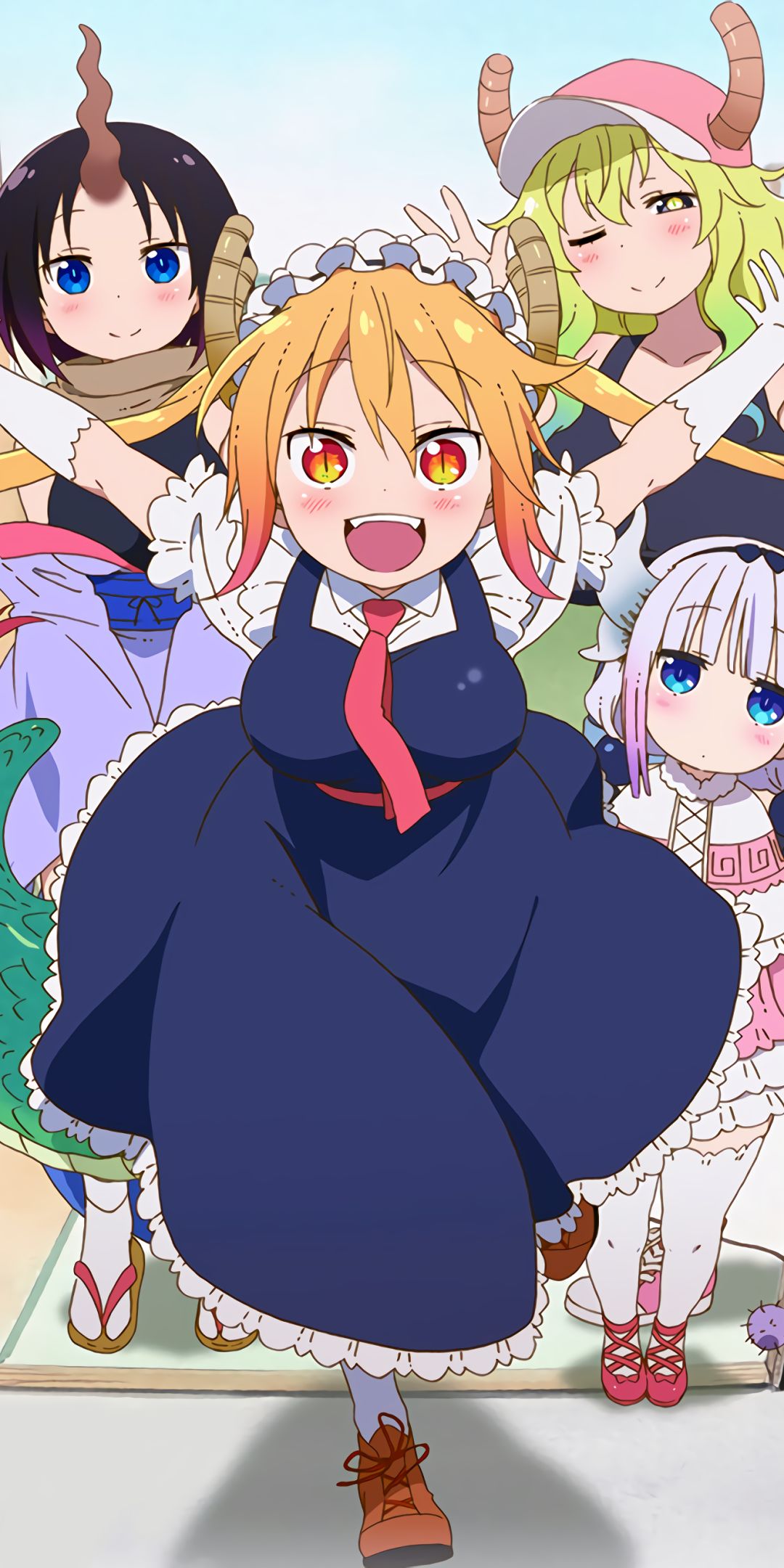 Download mobile wallpaper Anime, Tohru (Miss Kobayashi's Dragon Maid), Miss Kobayashi's Dragon Maid, Elma (Miss Kobayashi's Dragon Maid), Kanna Kamui, Quetzalcoatl (Miss Kobayashi's Dragon Maid) for free.