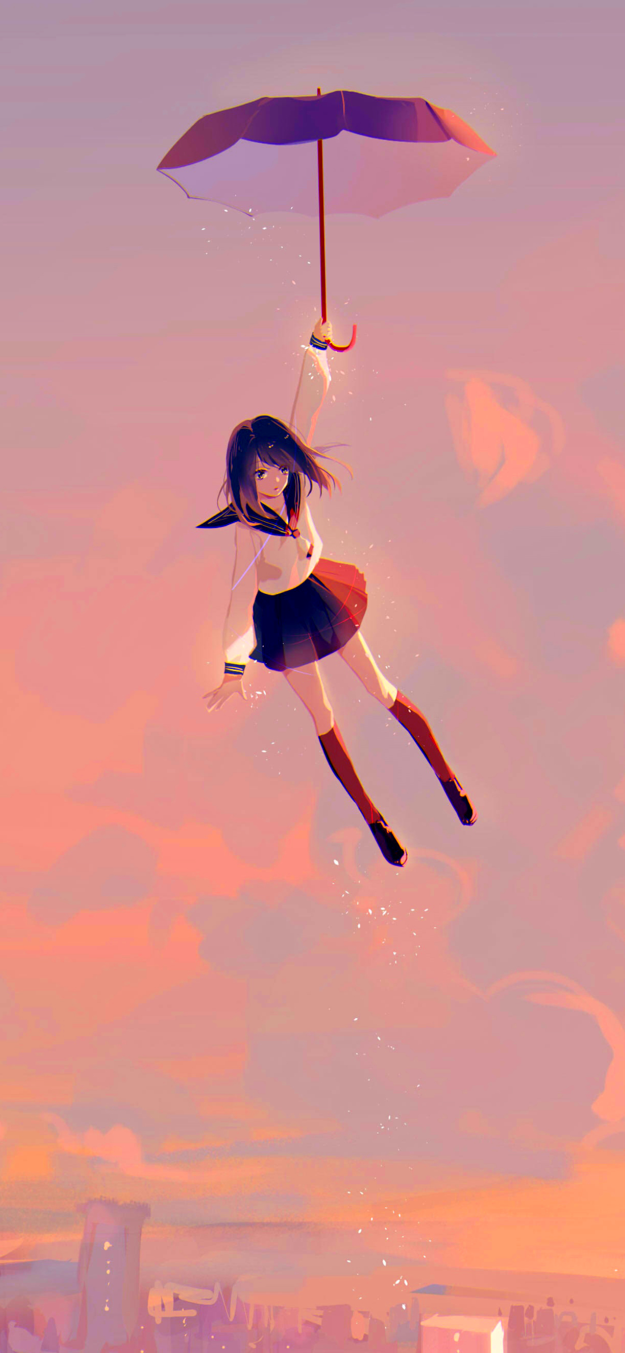 Скачать картинку Аниме, Девочка, Летающий в телефон бесплатно.