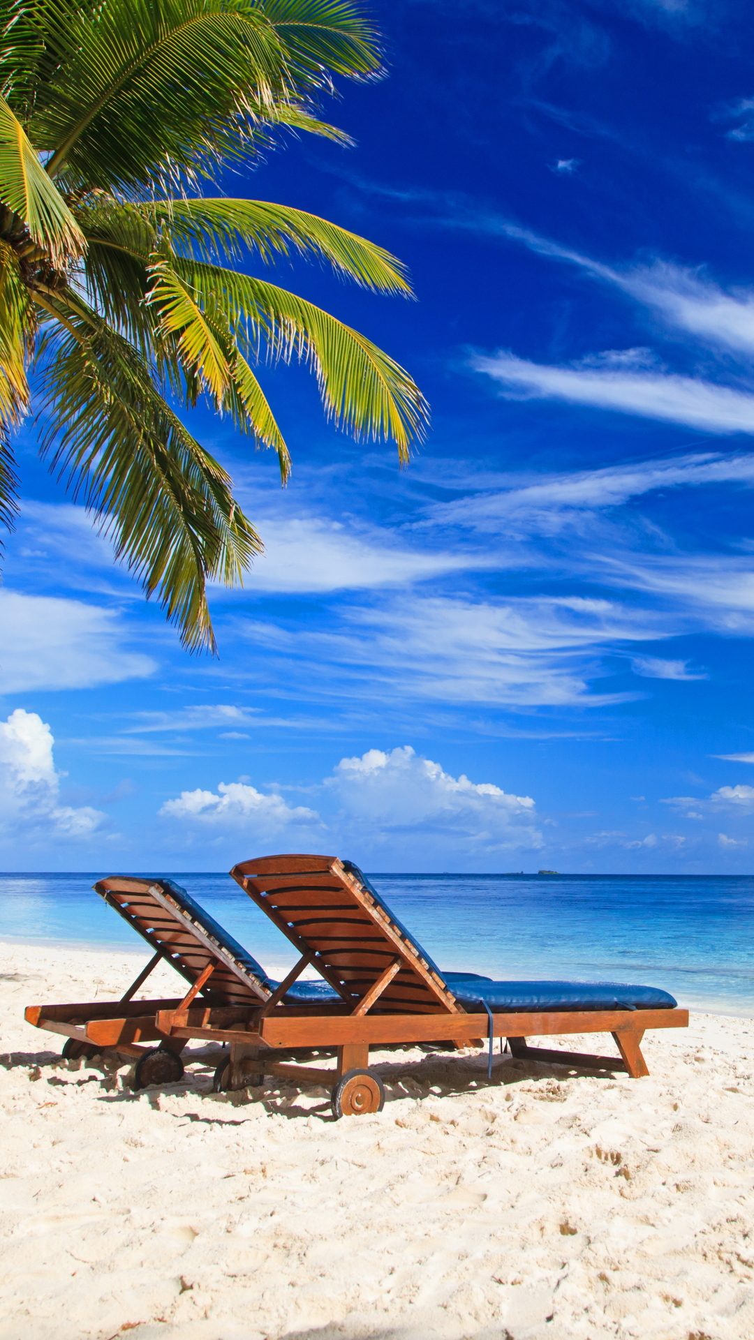 Download mobile wallpaper Sky, Beach, Sand, Horizon, Ocean, Photography, Palm Tree for free.