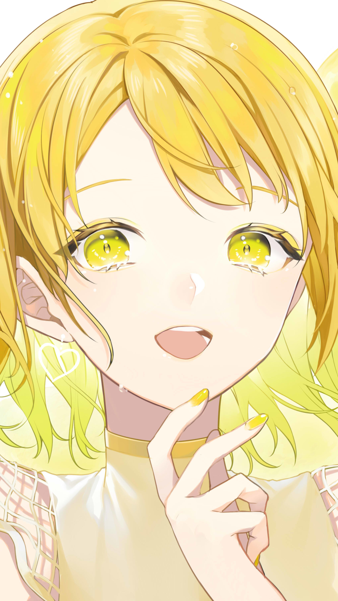 Download mobile wallpaper Anime, Girl, Lemon, Blonde, Yellow Eyes, Earrings, Short Hair for free.