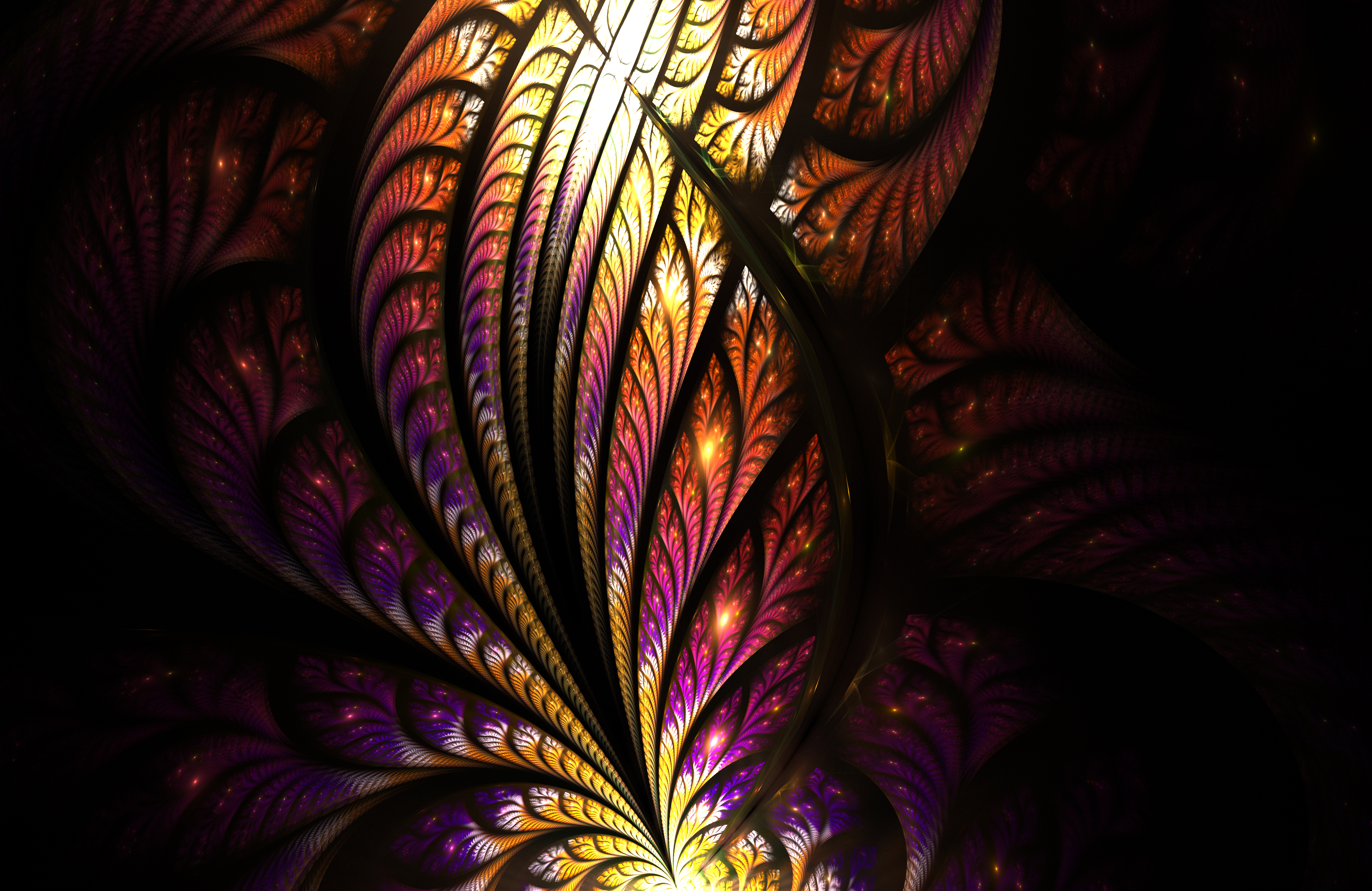fractal, abstract, glow, bright, pattern, confused, intricate 4K Ultra