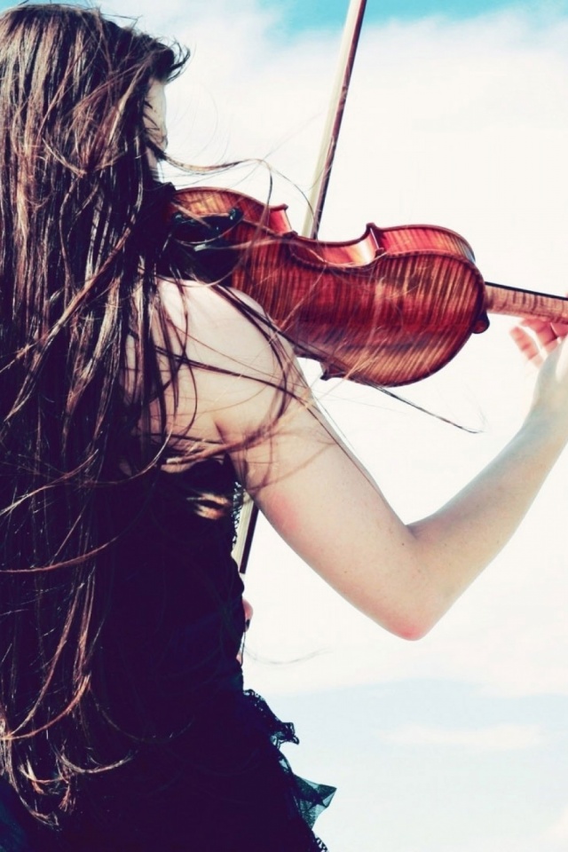 無料モバイル壁紙音楽, バイオリン, 長い髪, バイオリニストをダウンロードします。