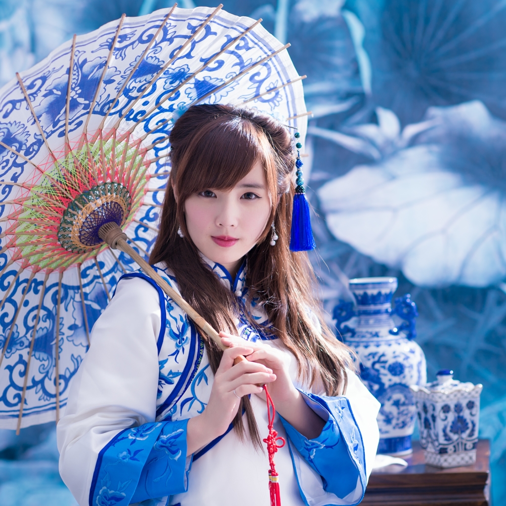 無料モバイル壁紙傘, モデル, 女性, アジア人, 台湾語, 伝統衣装, ユー・チェン・チェンをダウンロードします。