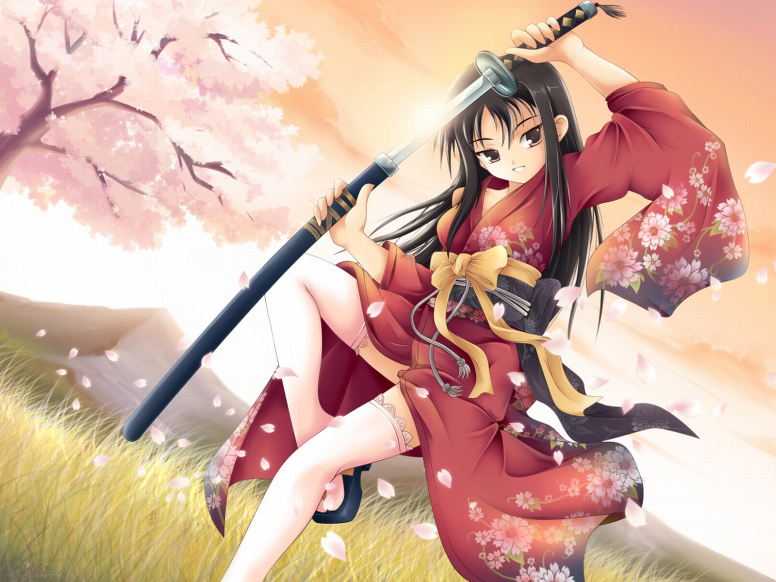 1078619 завантажити картинку аніме, жінки, k on!, самурай, меч, воїн - шпалери і заставки безкоштовно