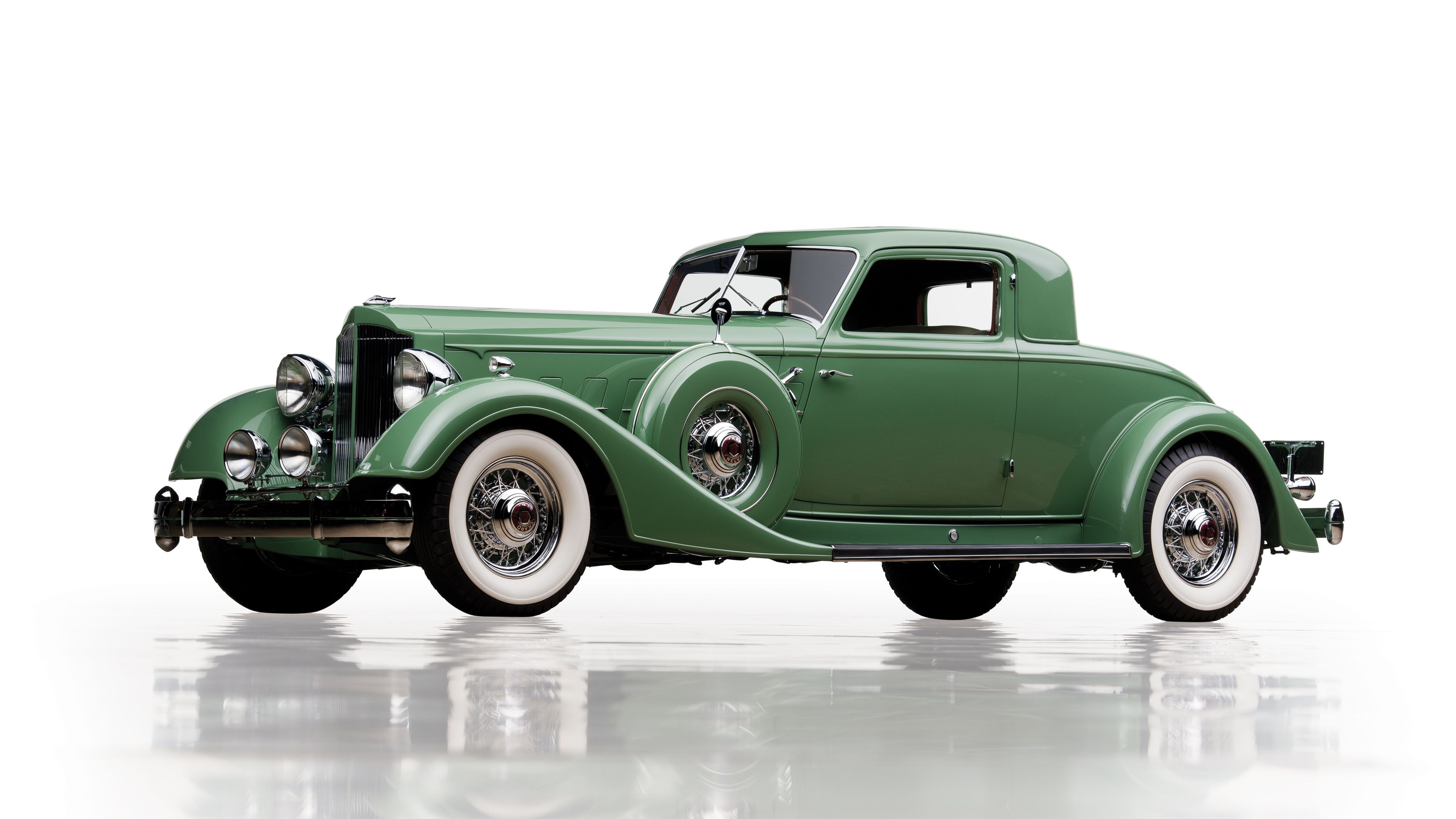 Download mobile wallpaper Car, Old Car, Vintage Car, Vehicles, Packard, Green Car, Packard Twelve, Full Size Car, Packard Twelve Individual Custom Stationary Coupe for free.