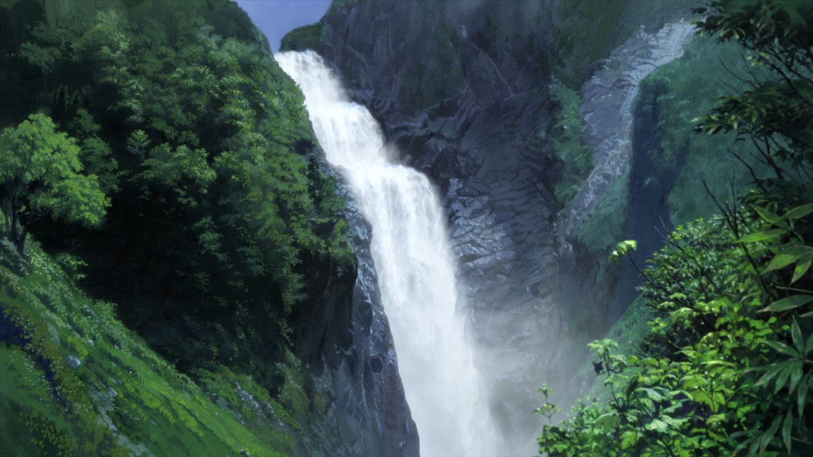Handy-Wallpaper Landschaft, Wasserfall, Wald, Japan, Animes, Ame & Yuki Die Wolfskinder kostenlos herunterladen.