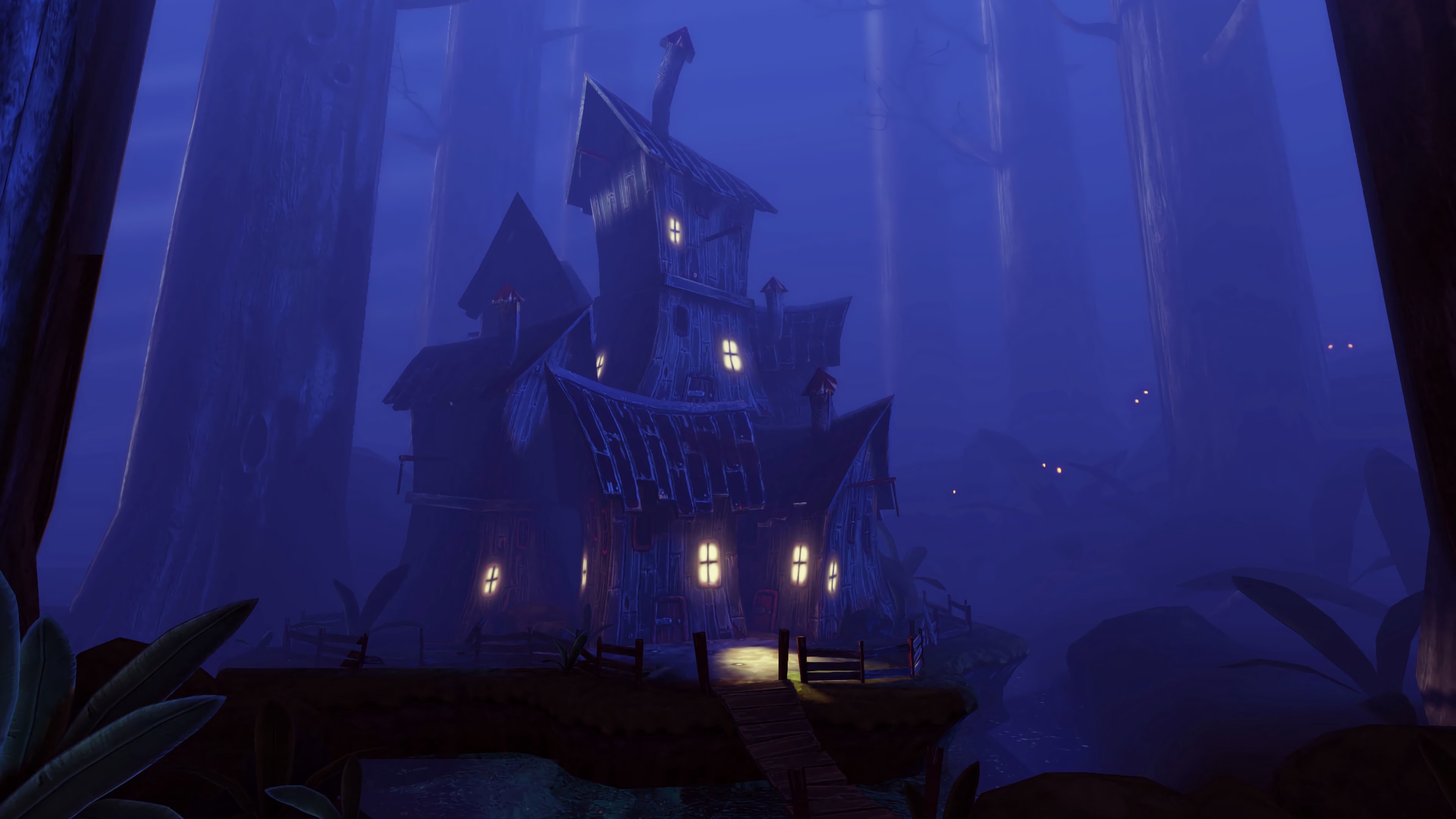 Free download wallpaper Fantasy, Night, Forest, House, Spooky on your PC desktop