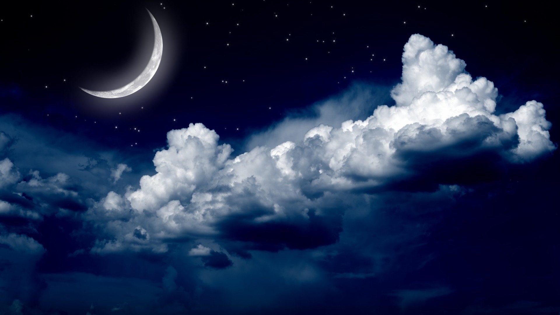 Скачать обои бесплатно Небо, Звезды, Ночь, Облака, Луна, Звездное Небо, Земля/природа картинка на рабочий стол ПК