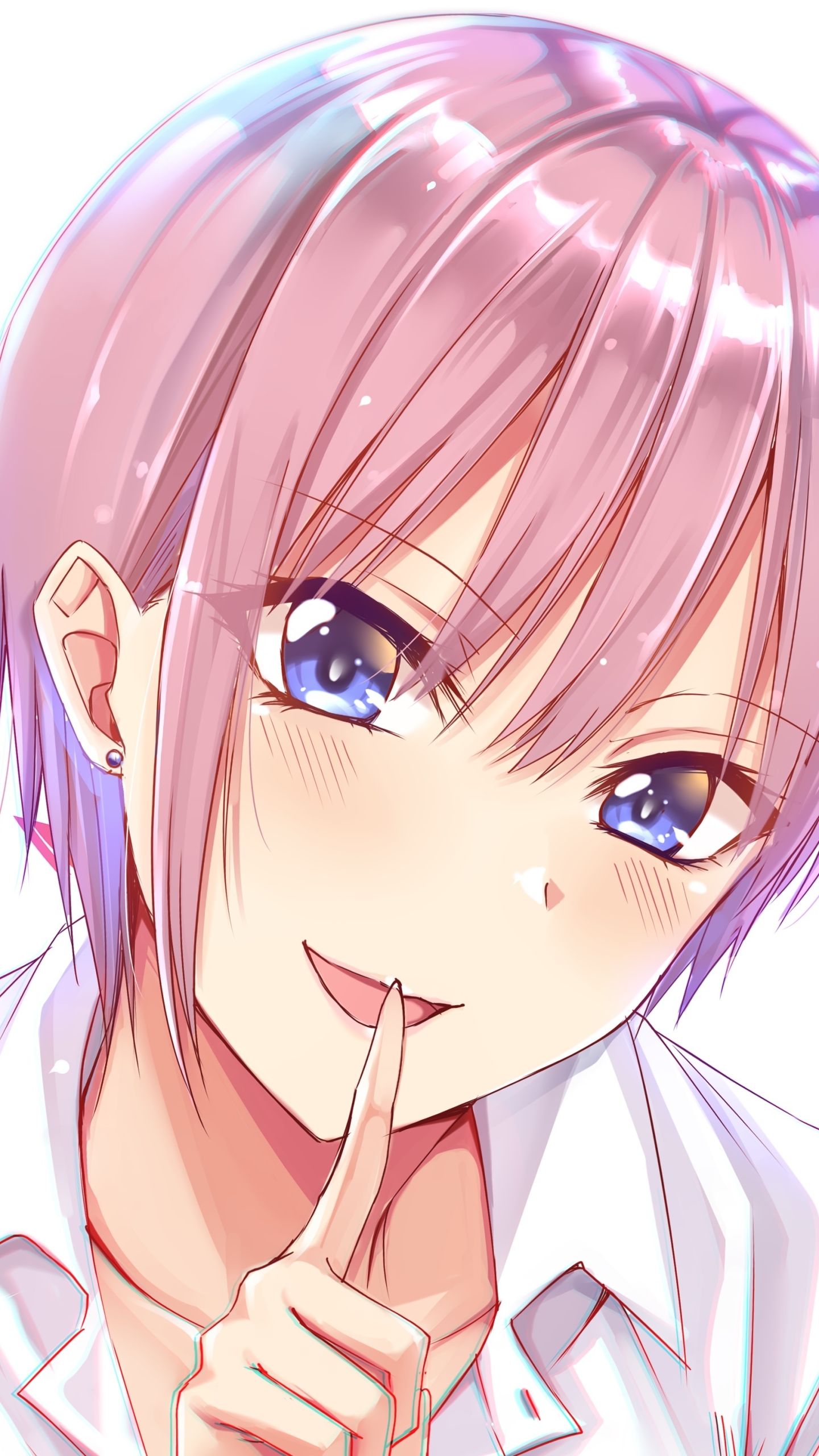 Download mobile wallpaper Anime, Smile, Blue Eyes, Pink Hair, Blush, The Quintessential Quintuplets, Ichika Nakano for free.