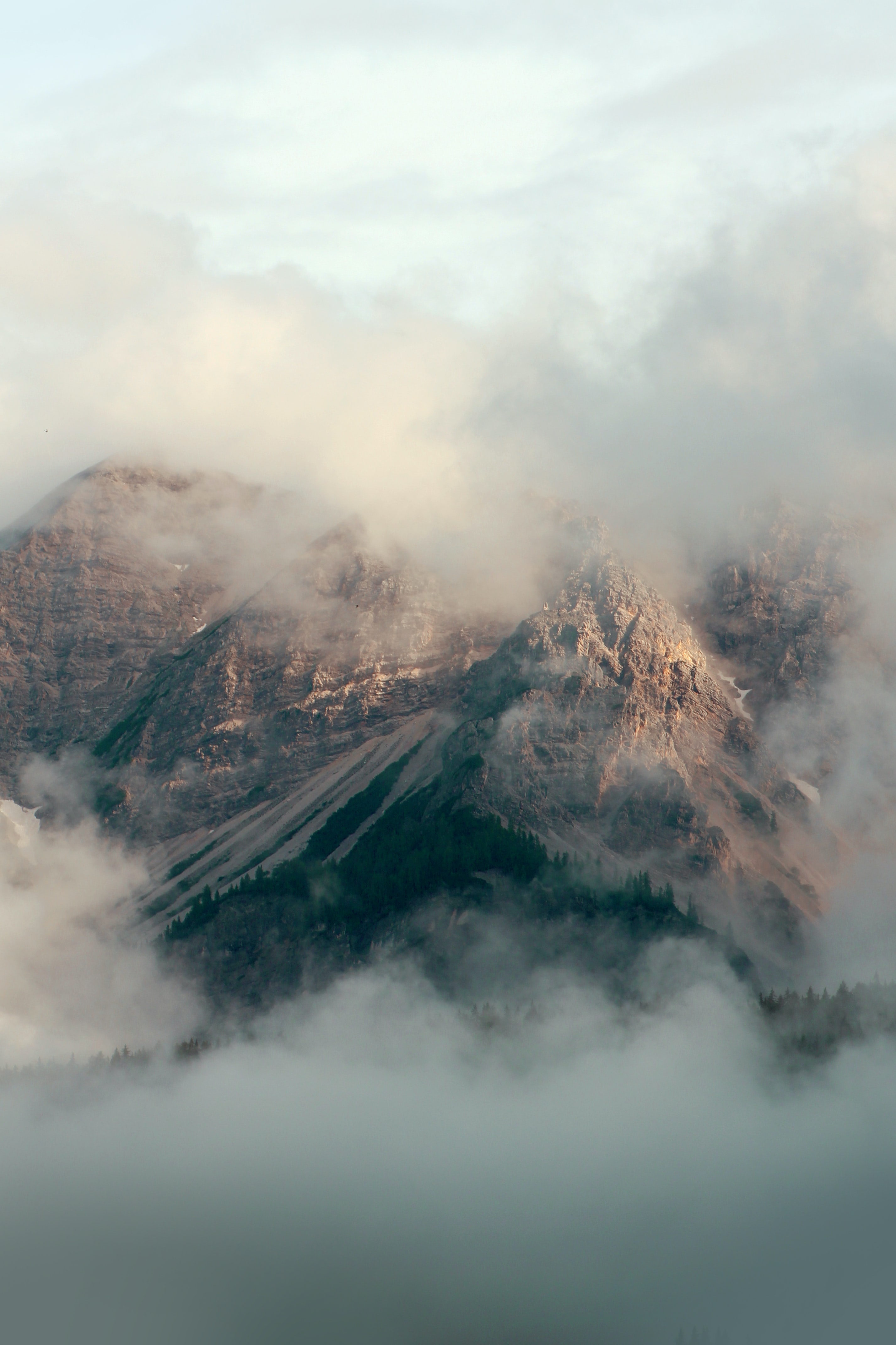 Free download wallpaper Nature, Sky, Mountains, Clouds, Rocks, Fog on your PC desktop