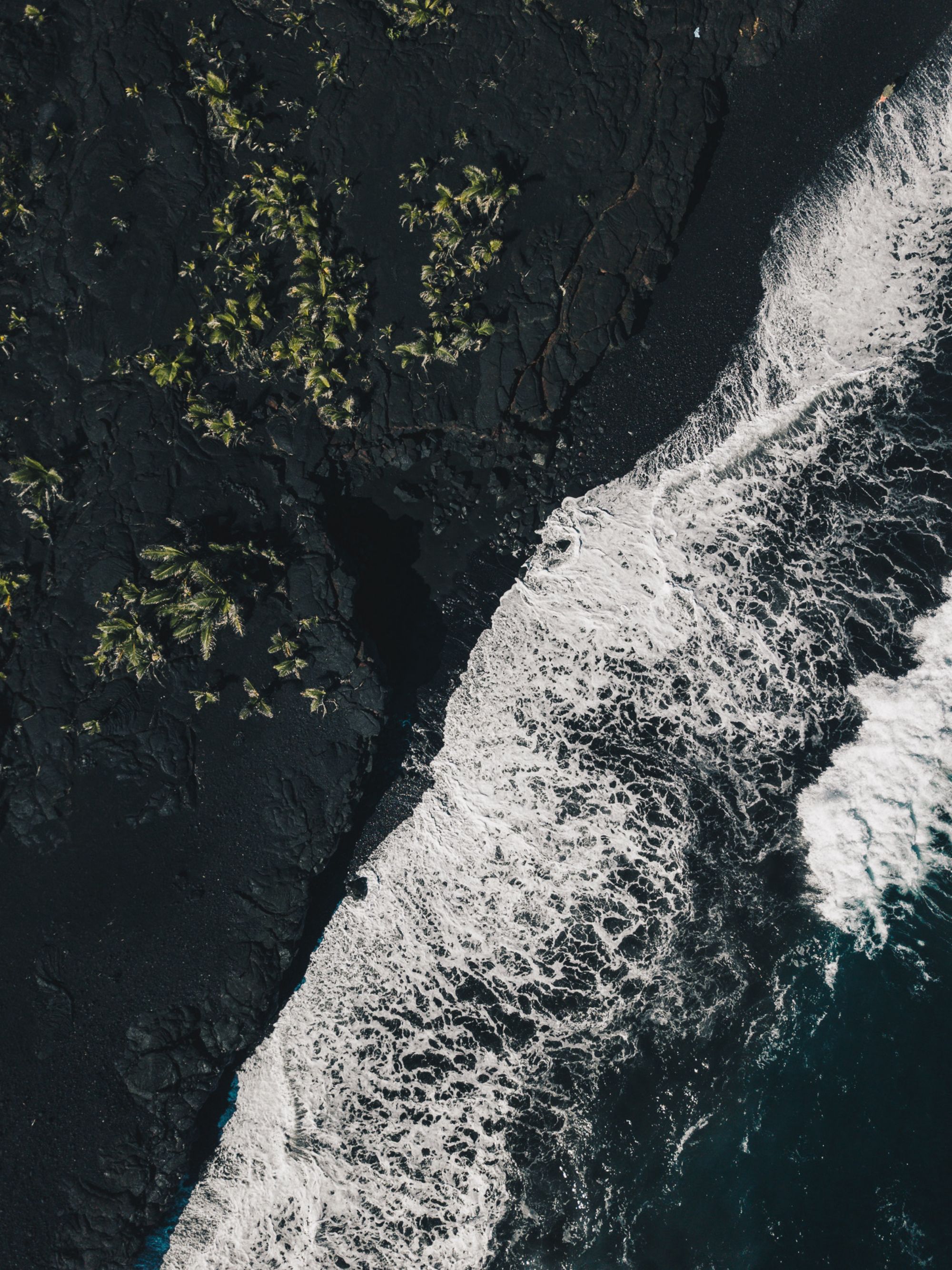Download mobile wallpaper Rocks, Foam, Surf, View From Above, Sea, Nature, Ocean, Dark for free.