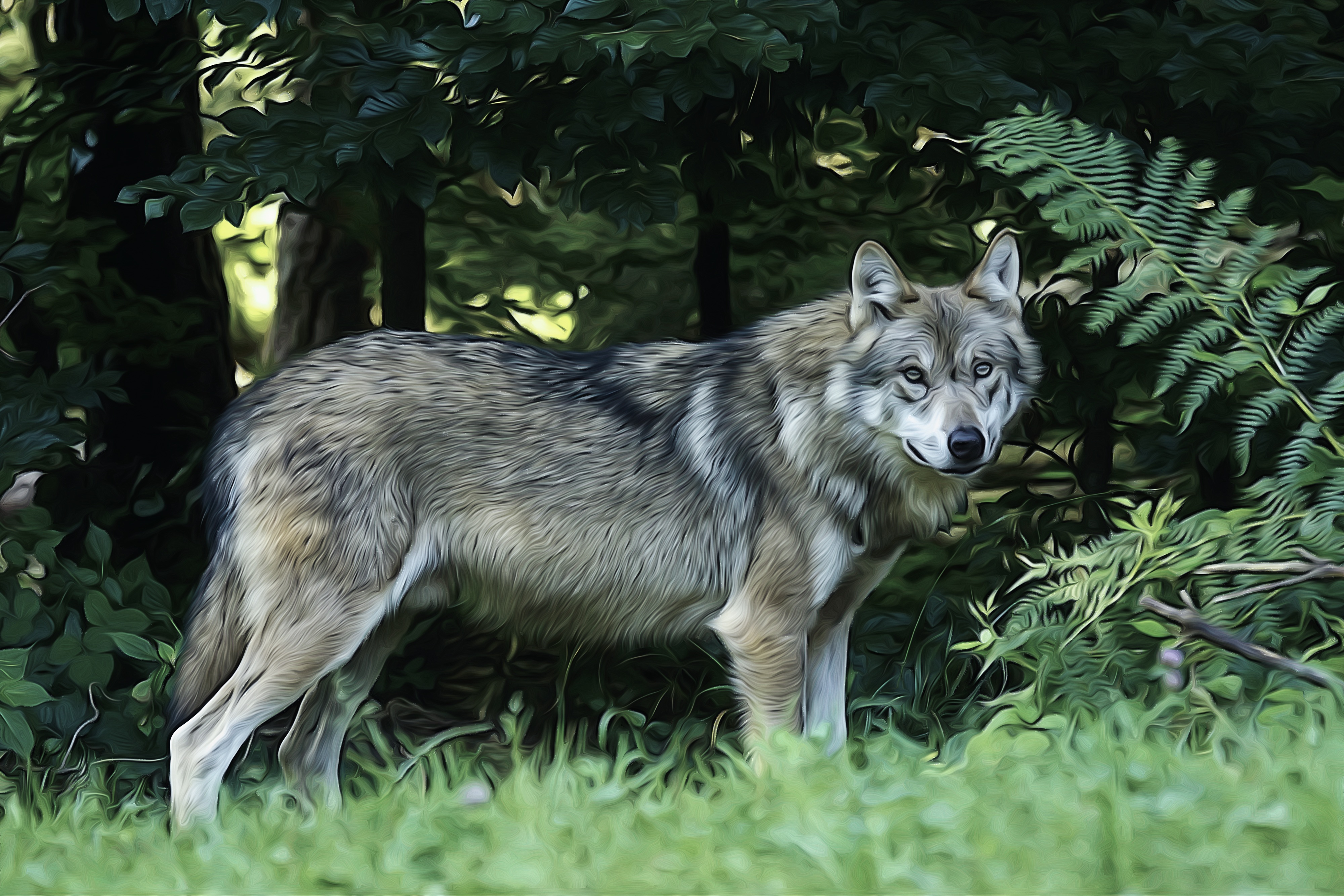 Laden Sie das Tiere, Wolf, Ölgemälde, Wolves-Bild kostenlos auf Ihren PC-Desktop herunter
