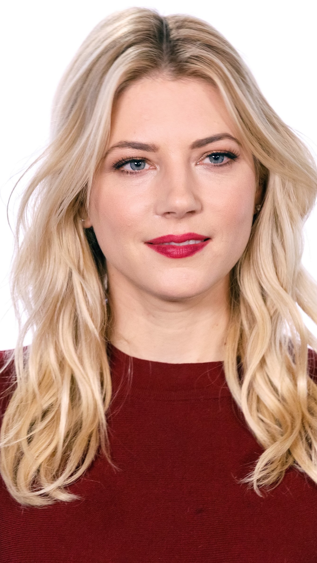 Download mobile wallpaper Blonde, Blue Eyes, Celebrity, Canadian, Actress, Lipstick, Katheryn Winnick for free.