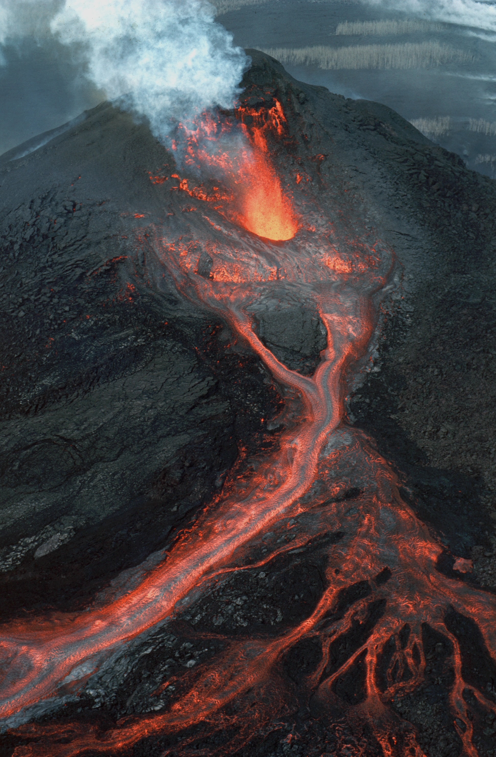 lava, volcano, nature, eruption, crater