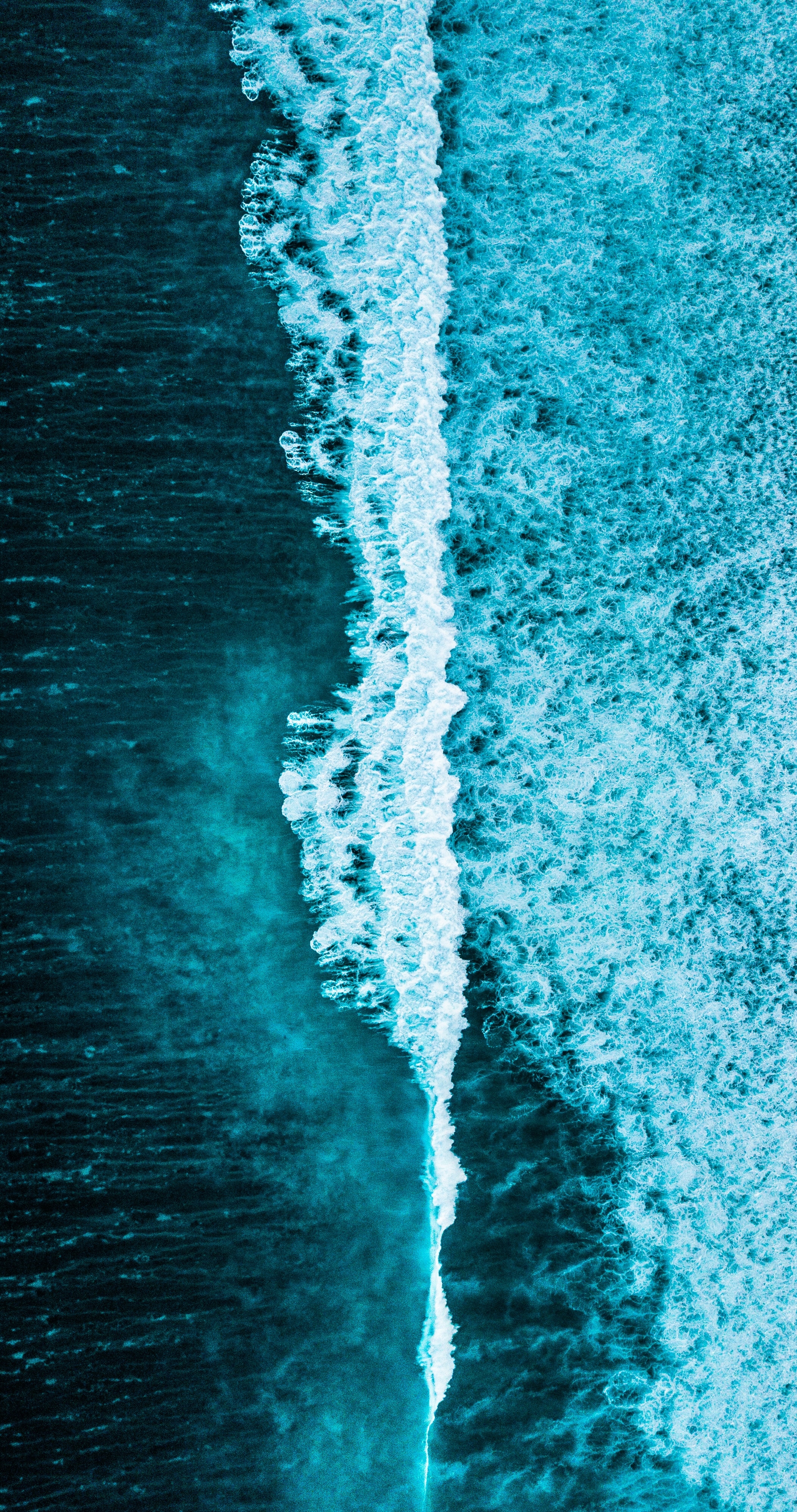 nature, water, waves, view from above, ocean, wavy