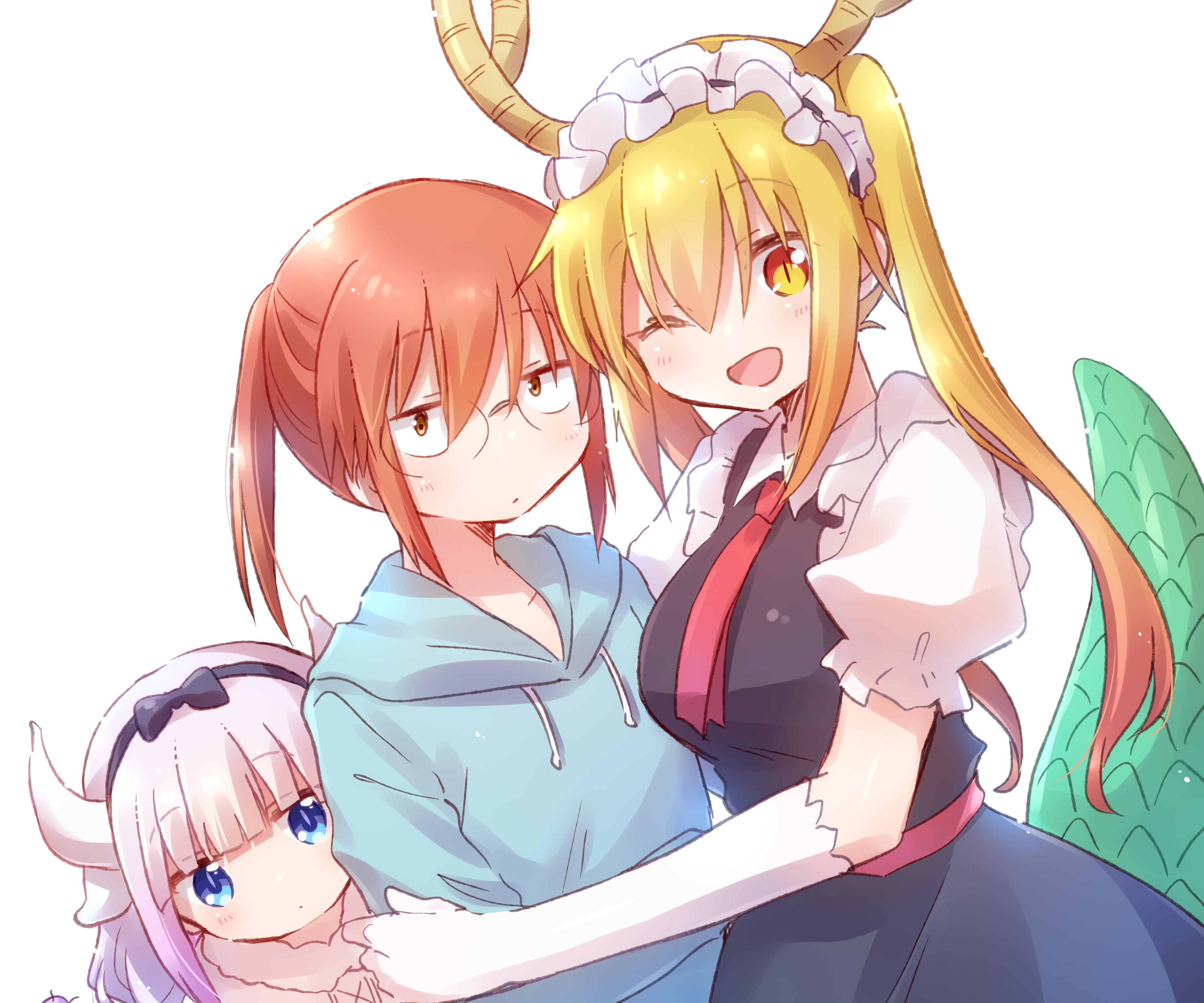 Download mobile wallpaper Anime, Tohru (Miss Kobayashi's Dragon Maid), Miss Kobayashi's Dragon Maid, Kanna Kamui, Kobayashi (Miss Kobayashi's Dragon Maid) for free.