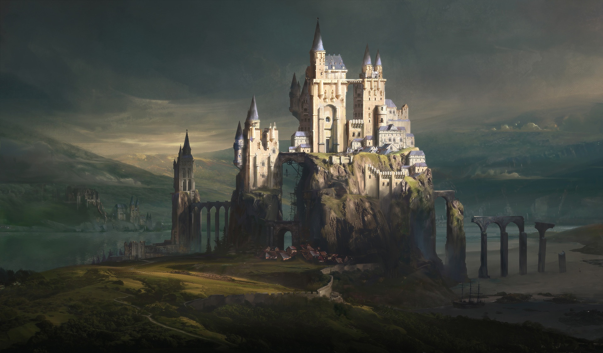 Free download wallpaper Landscape, Fantasy, Castles, Castle on your PC desktop