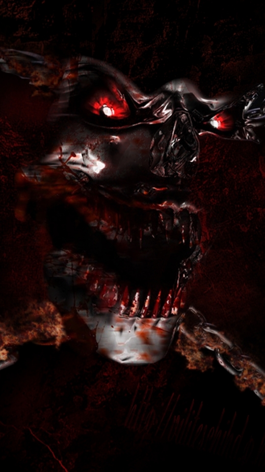 Download mobile wallpaper Blood, Dark, Flame, Creepy, Skull for free.