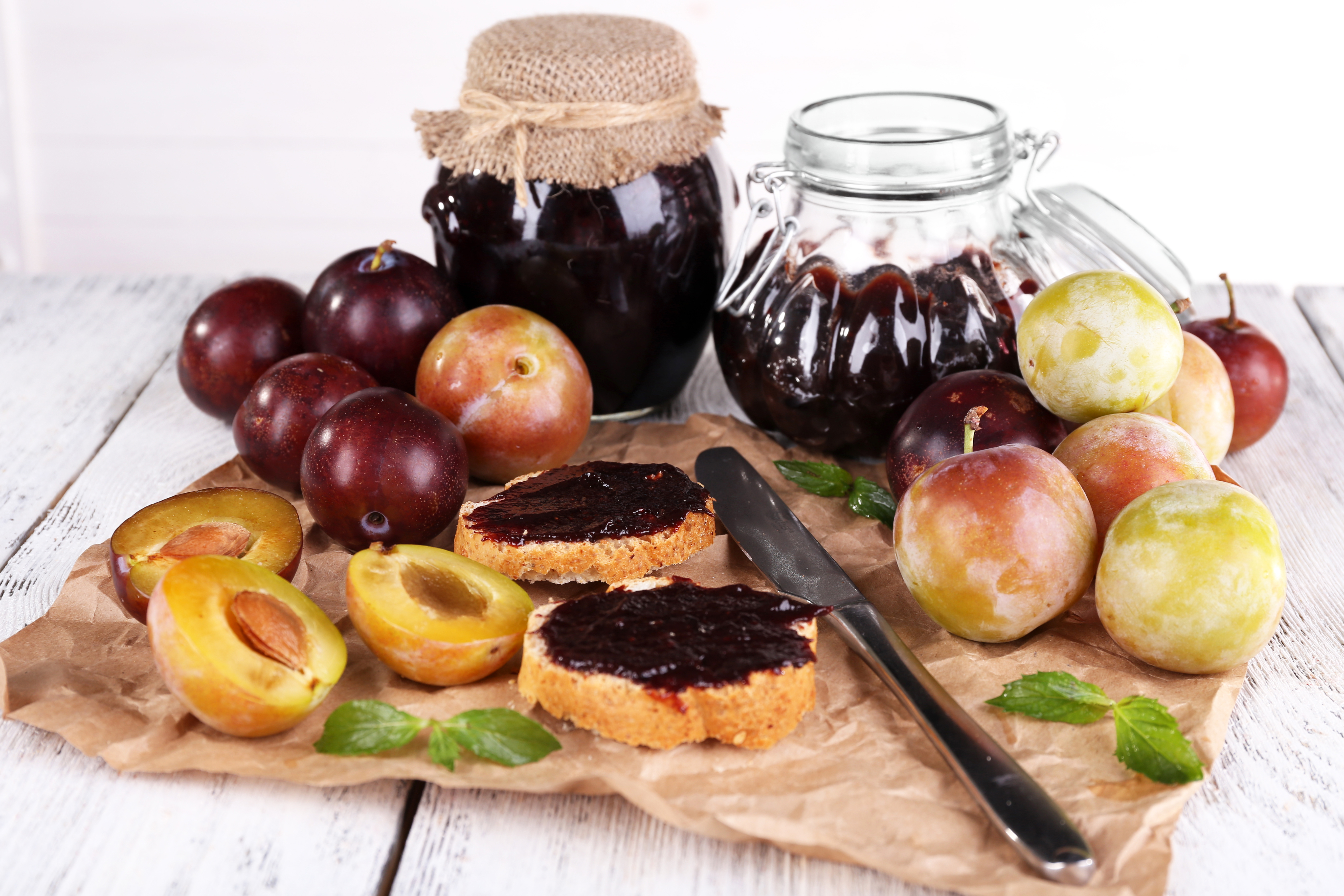 Download mobile wallpaper Food, Still Life, Plum, Fruit, Jar, Jam for free.