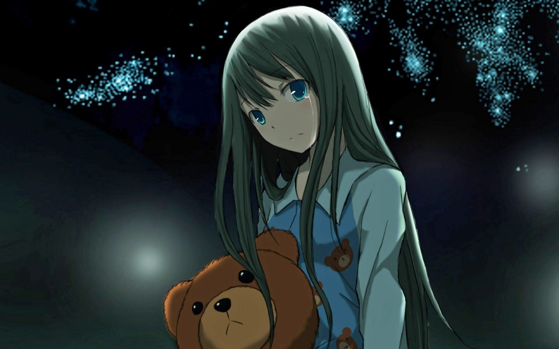 Free download wallpaper Bear, Toy, Girl, Anime on your PC desktop