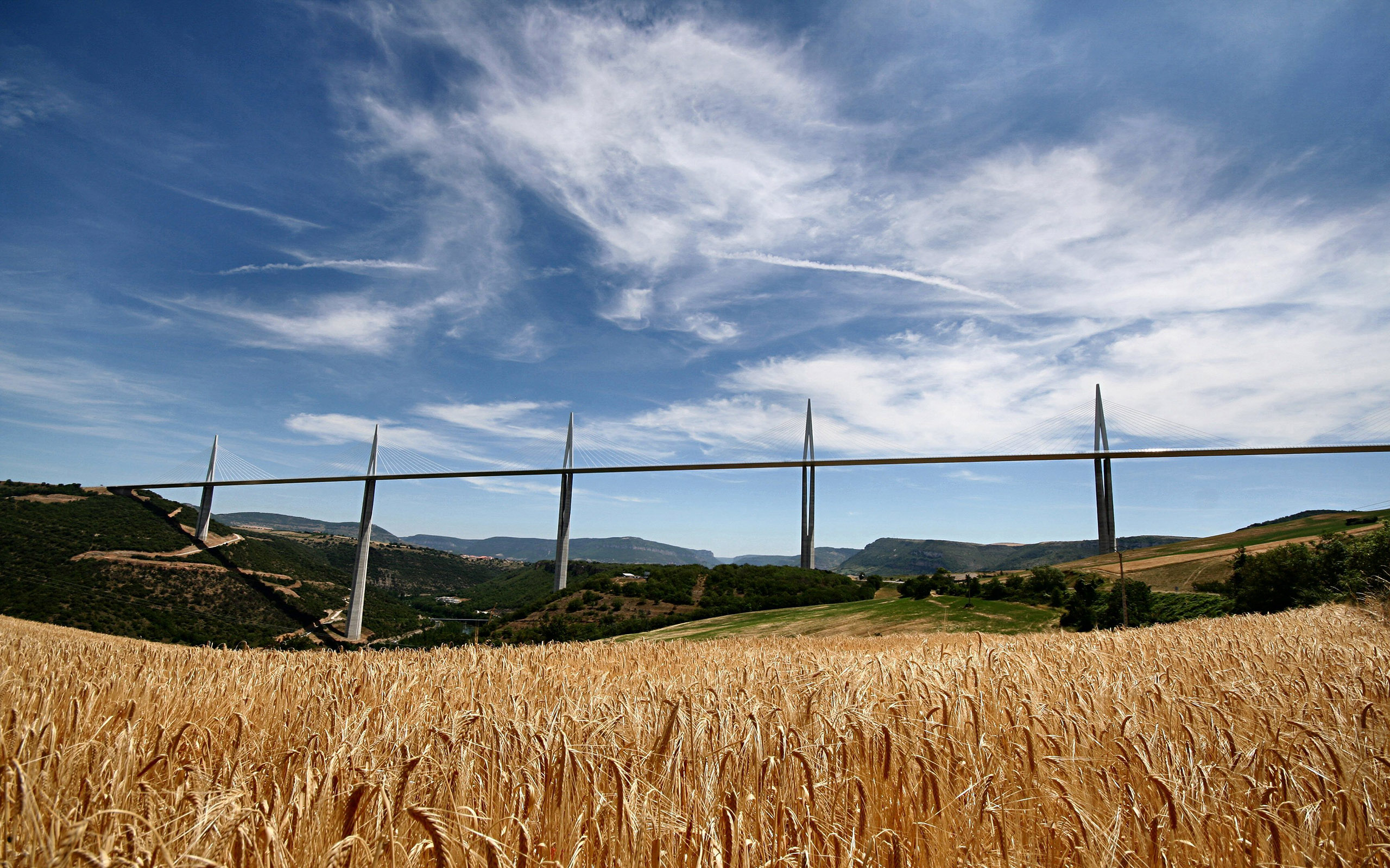 Laden Sie das Feld, Brücke, Gebirge, Himmel, Sonnenuntergang, Brücken, Menschengemacht-Bild kostenlos auf Ihren PC-Desktop herunter