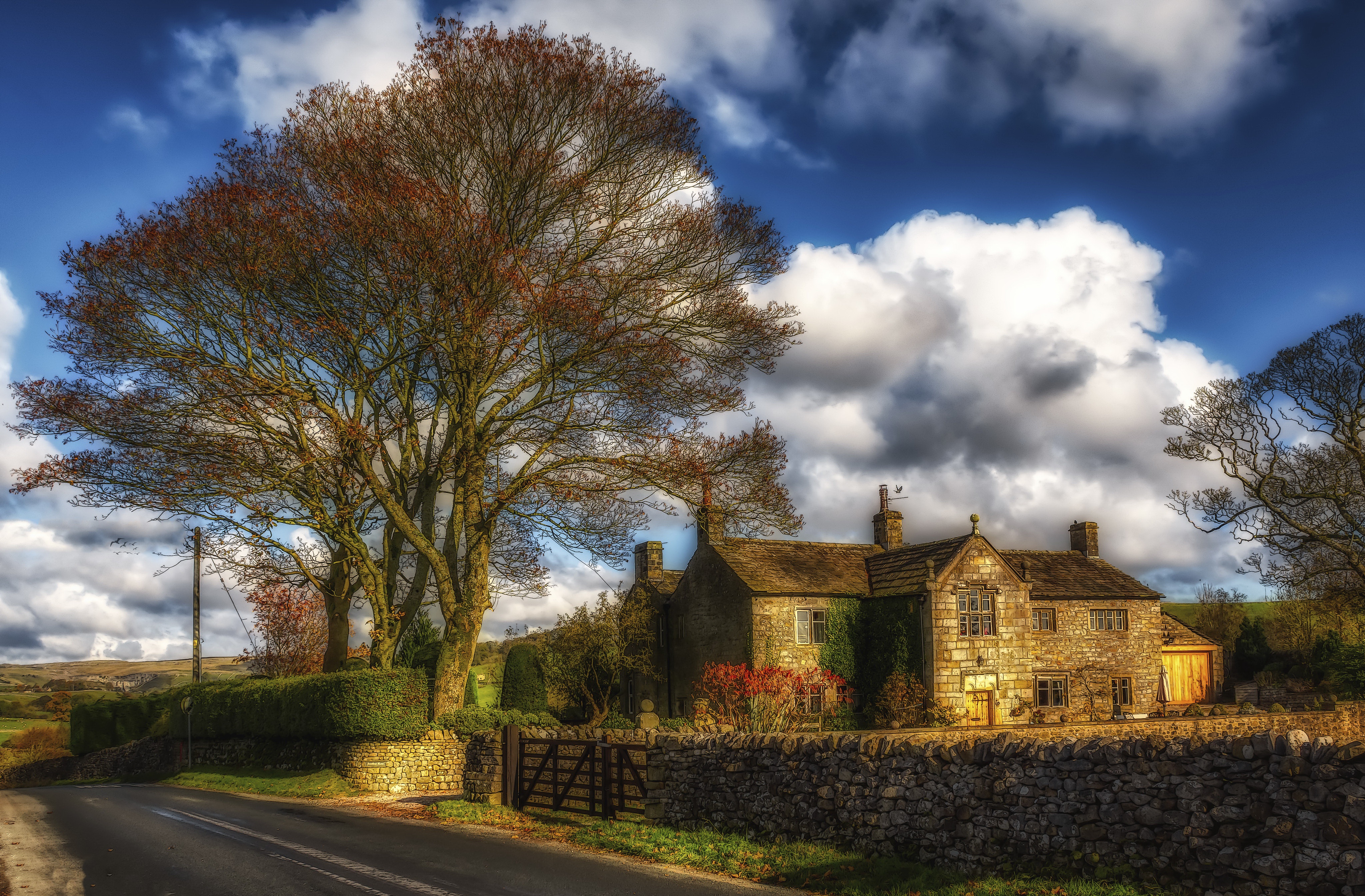 Download mobile wallpaper Nature, Road, House, Man Made for free.