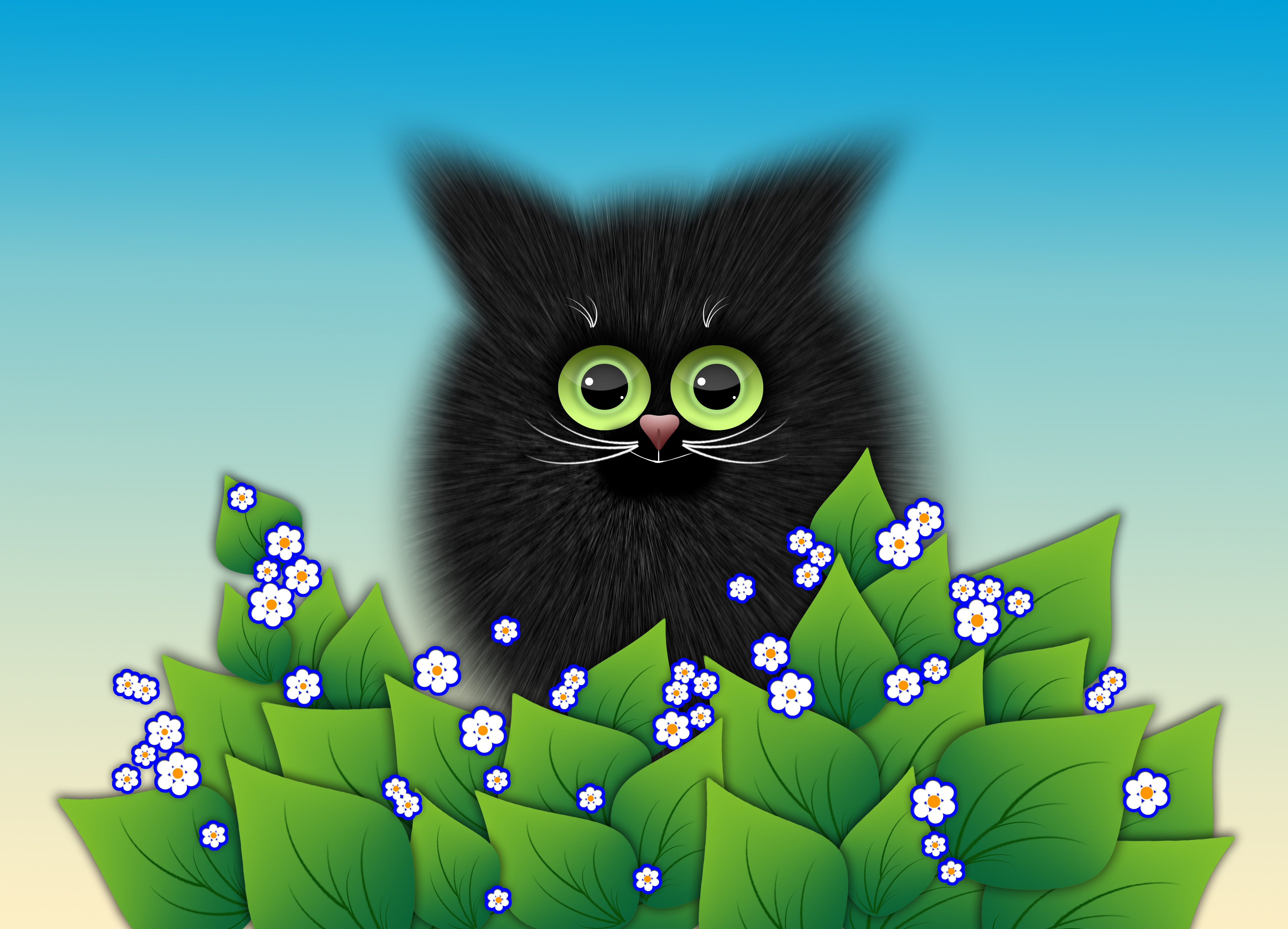 115369 descargar fondo de pantalla flores, arte, hojas, vector, gatito: protectores de pantalla e imágenes gratis