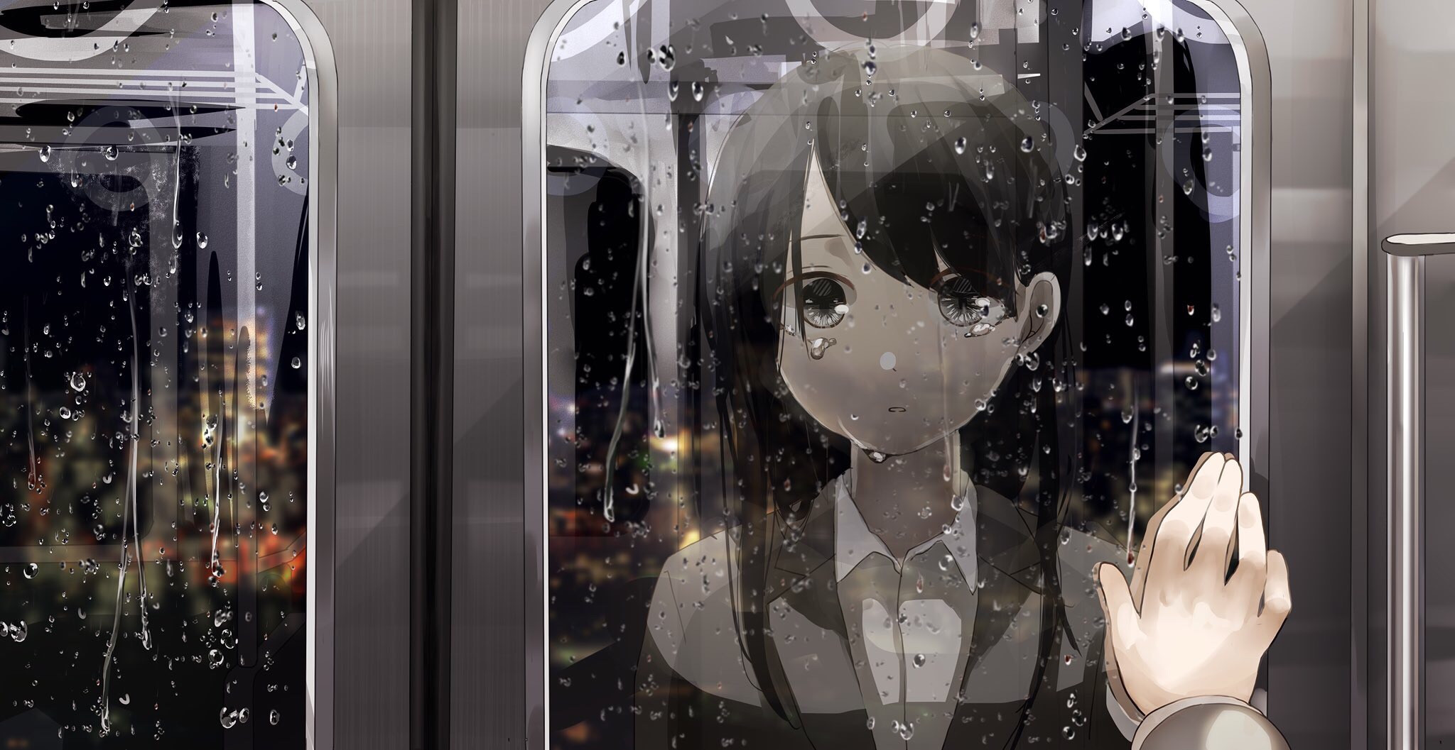 Download mobile wallpaper Anime, Rain, Night, Reflection, Original for free.